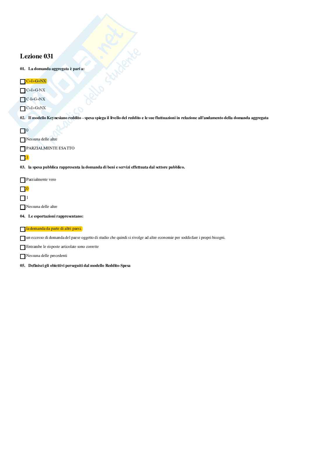 Politica economica – Paniere risposte chiuse completo - A.A. 2025/26 Pag. 46