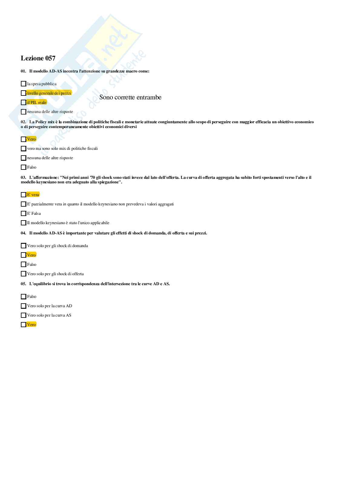 Politica economica – Paniere risposte chiuse completo - A.A. 2025/26 Pag. 71