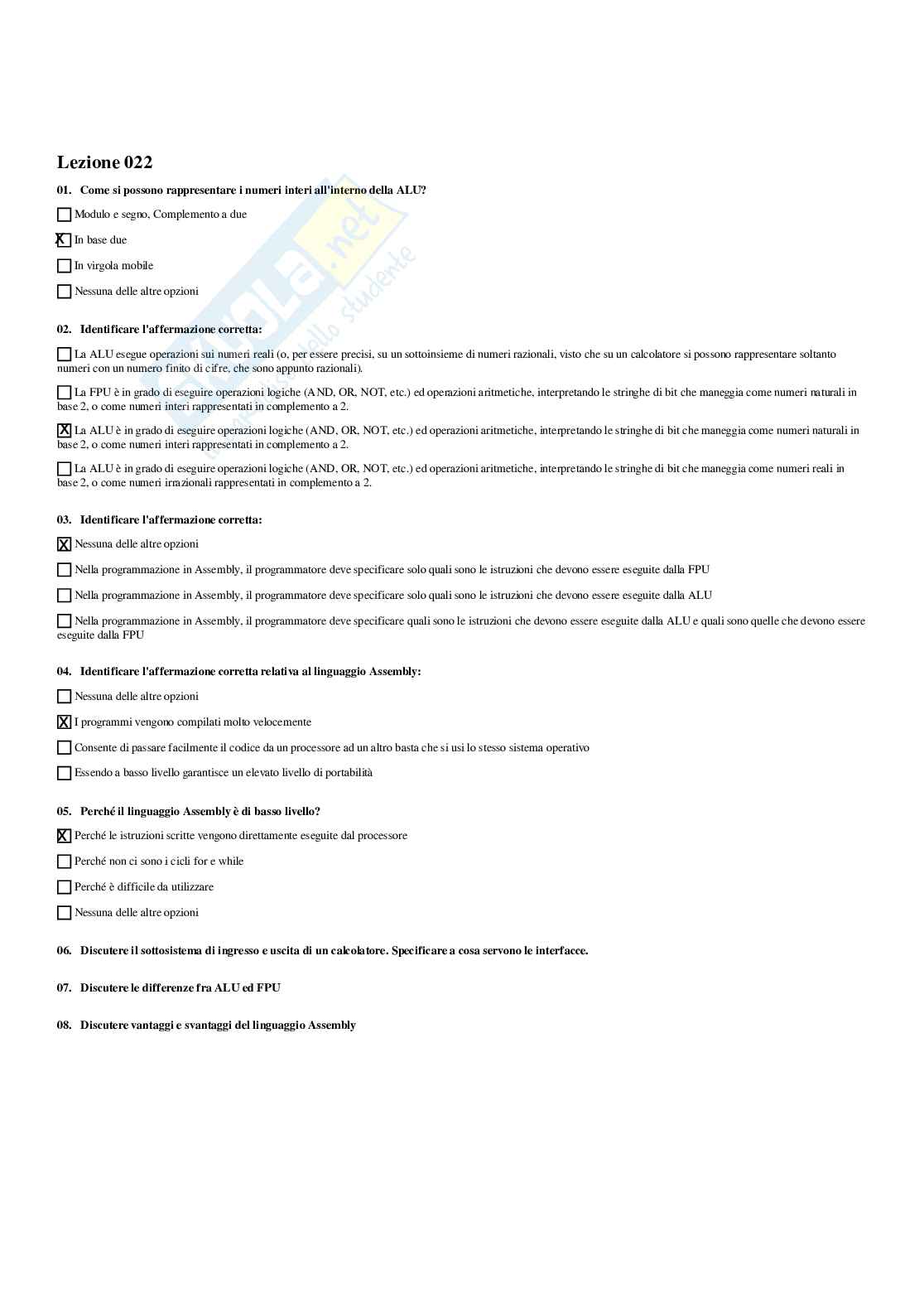 Paniere Calcolatori e sistemi operativi -  risposte multiple Pag. 21
