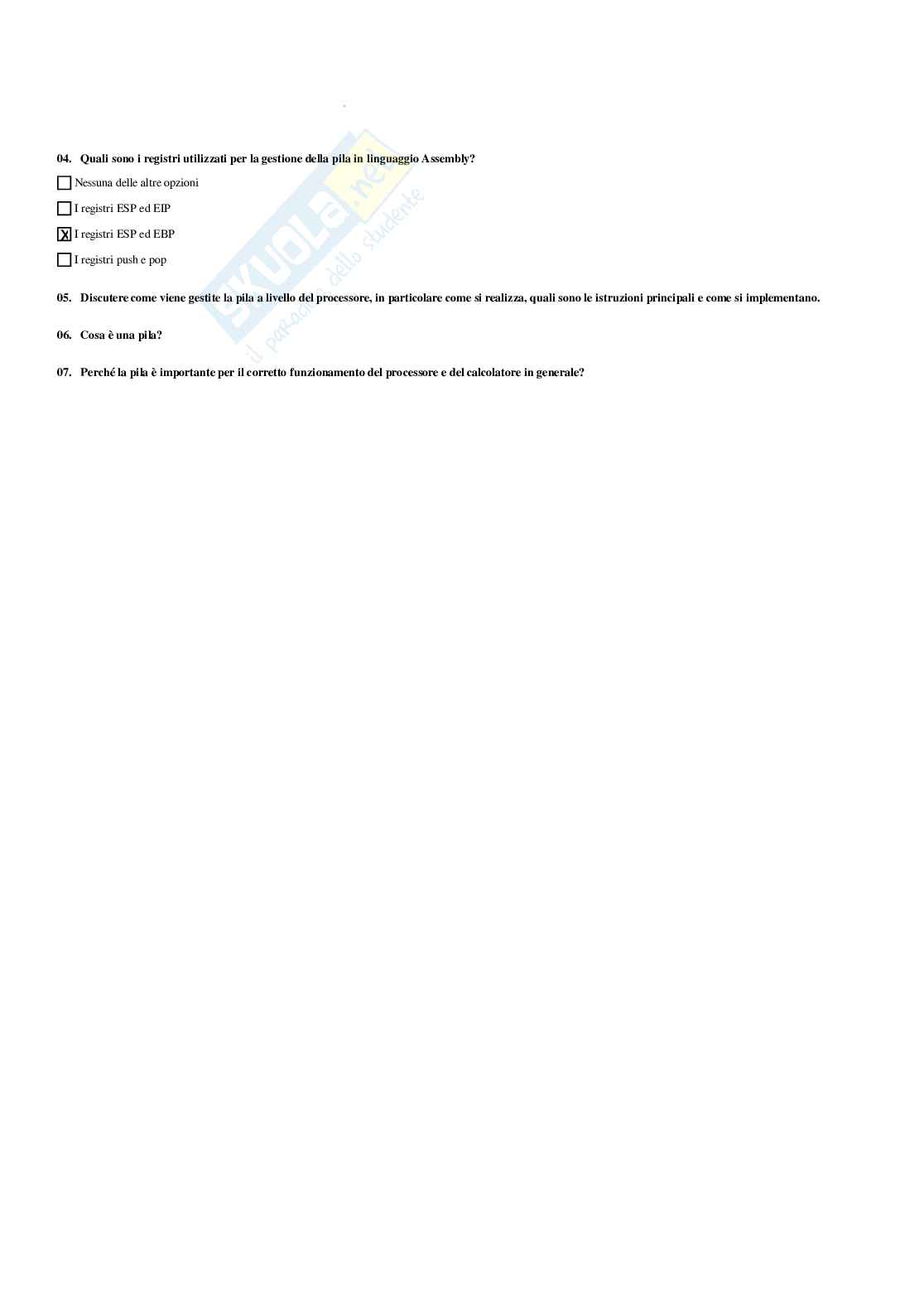 Paniere Calcolatori e sistemi operativi -  risposte multiple Pag. 26