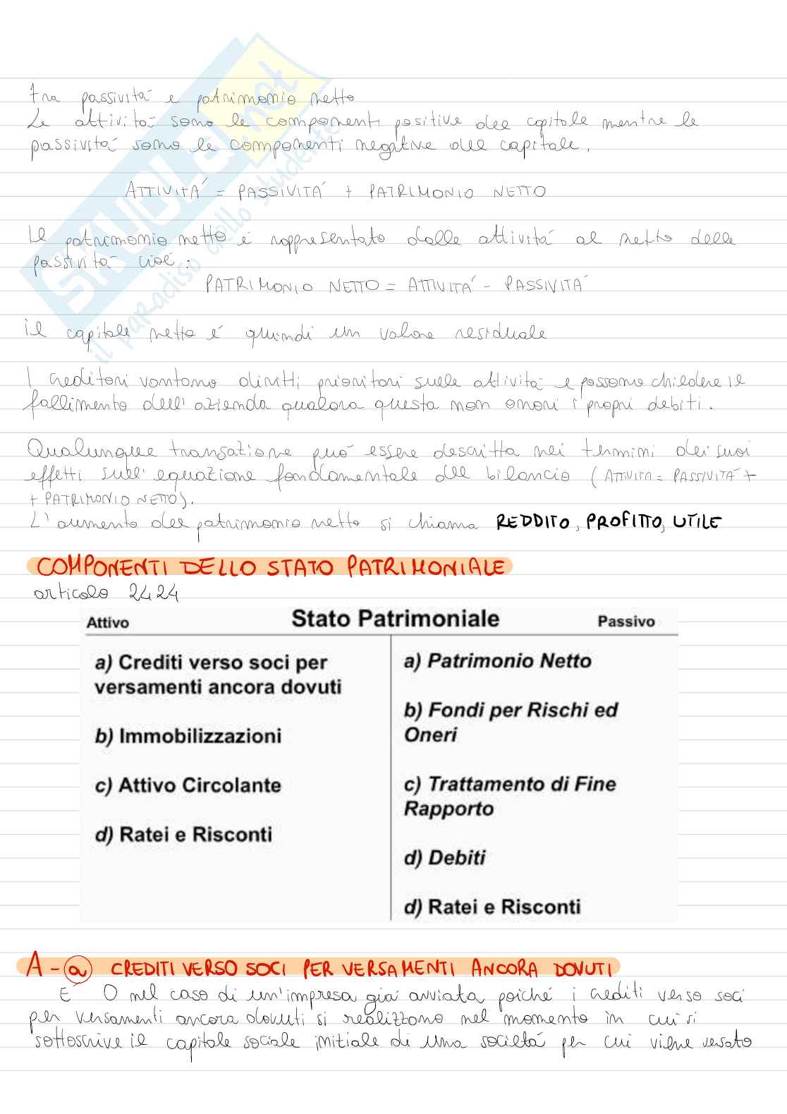 (Economia e Organizzazione aziendale) Appunti Organizzazione Aziendale parte 2 (Bilancio e Analisi Bilancio) Pag. 6