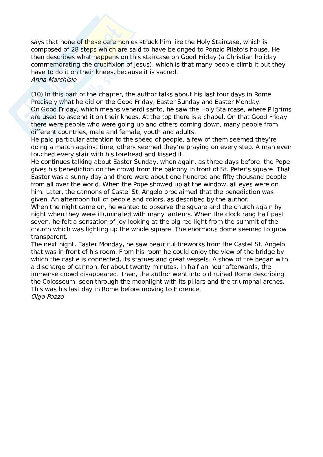 Riassunto esame Letteratura inglese, Prof. De Angelis Irene, libro consigliato Pictures from Italy , Dickens Pag. 6