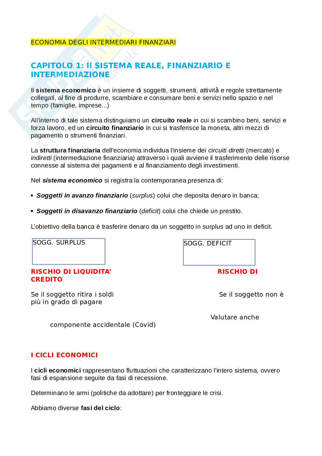 Riassunto esame Economia degli Intermediari Finanziari, Prof. Luongo Dario, libro consigliato Economia degli intermediari finanziari , Loris Nadotti, Claudio Porzio, Daniele Previati Pag. 1