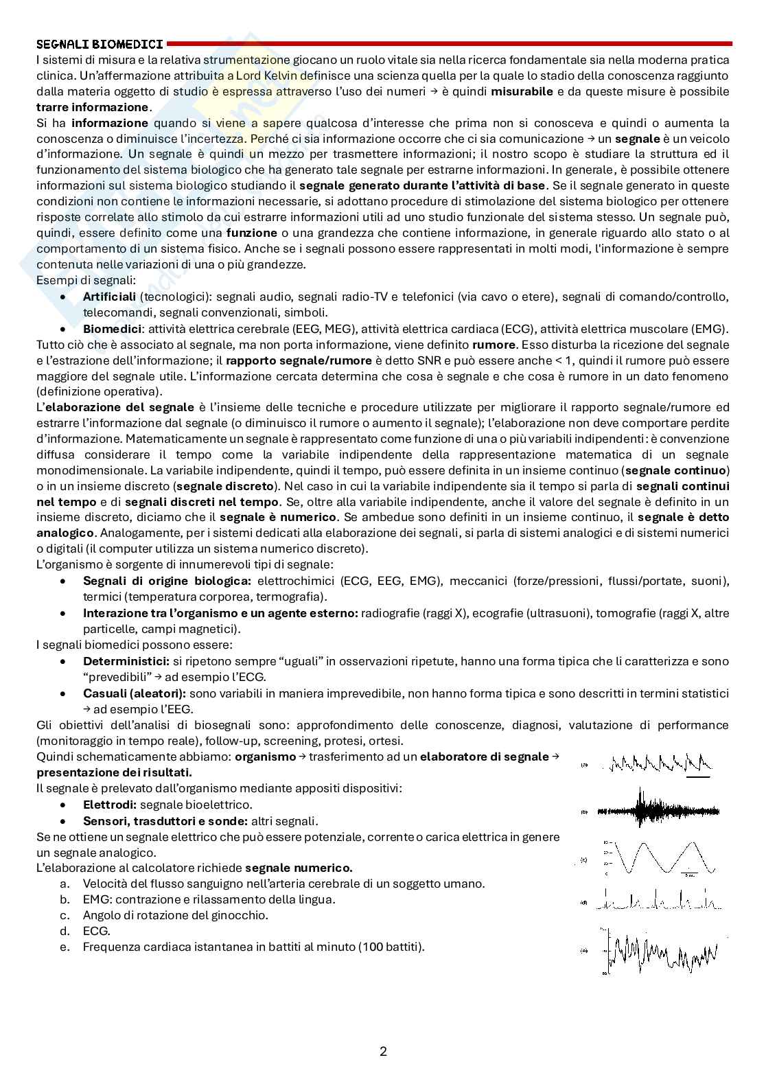 Appunti di Bioingegneria elettronica e informatica Pag. 2