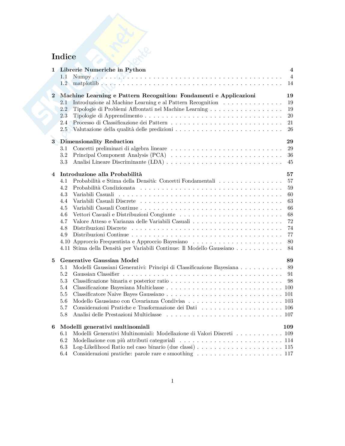 Machine Learning and pattern recognition - Appunti completi (PCA, LDA, modelli gaussiani, SVM, GMM) Pag. 2