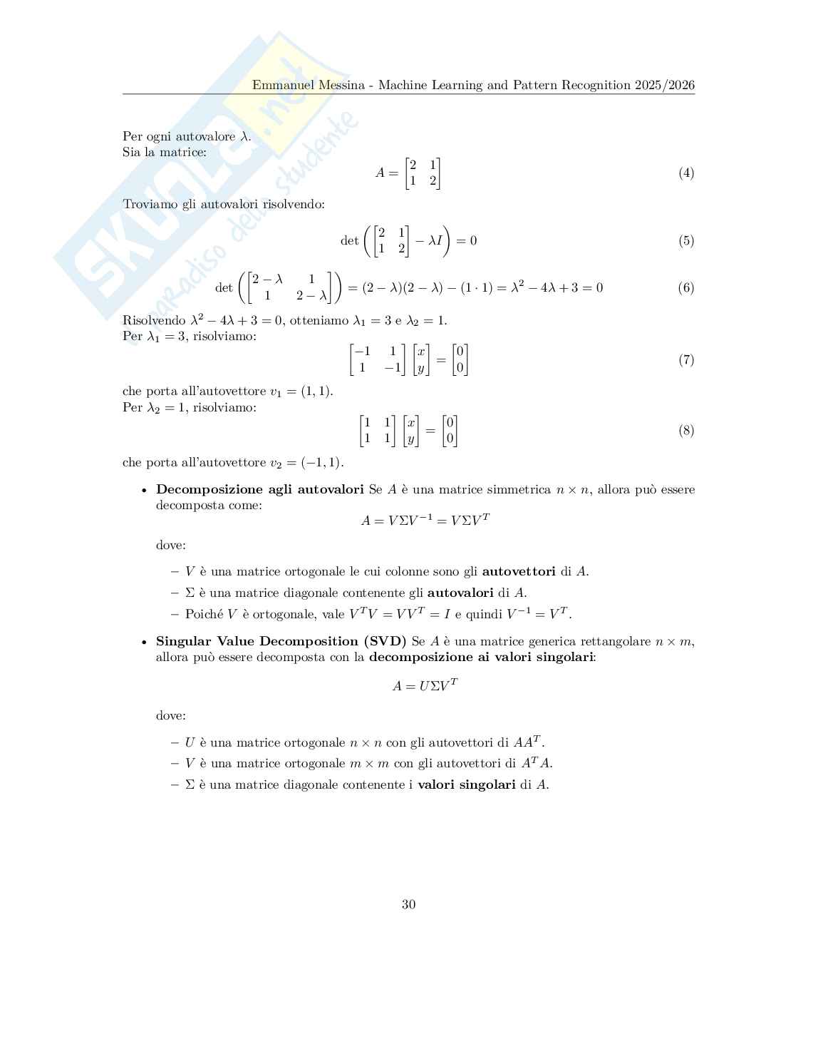 Machine Learning and pattern recognition - Appunti completi (PCA, LDA, modelli gaussiani, SVM, GMM) Pag. 31