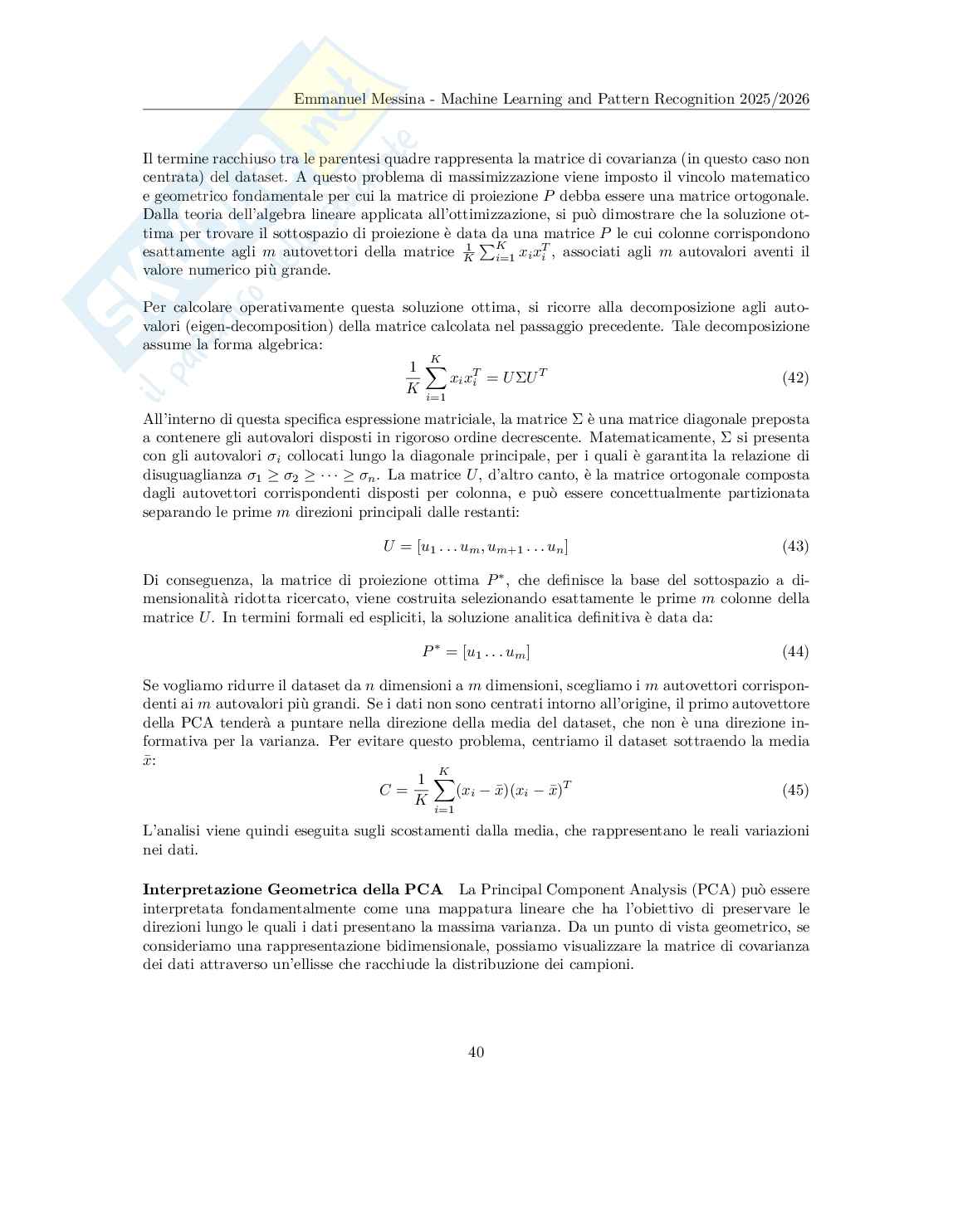 Machine Learning and pattern recognition - Appunti completi (PCA, LDA, modelli gaussiani, SVM, GMM) Pag. 41