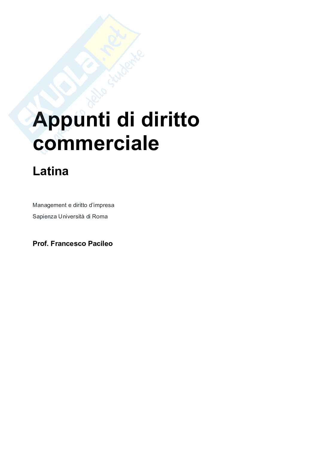 Diritto commerciale – Appunti, schemi e 40 domande per l’orale   Pag. 1