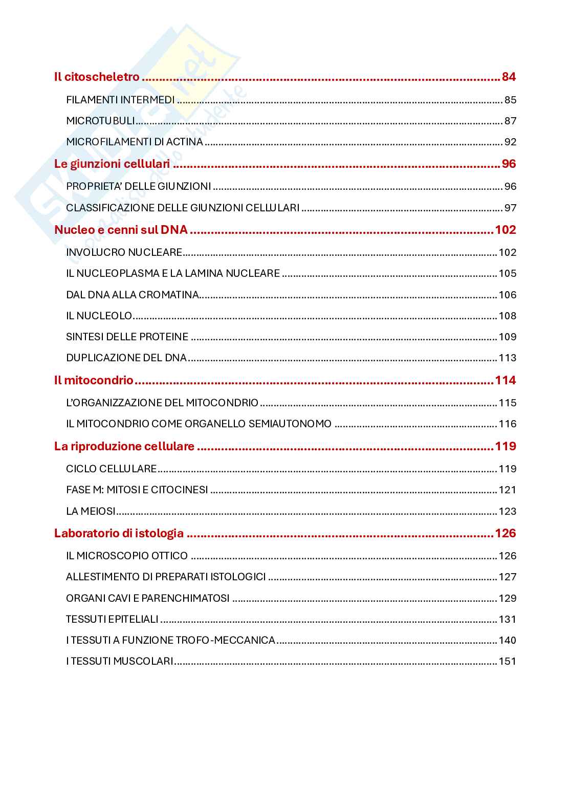 Riassunto esame Citologia e istologia, Prof. Colombo Anita, libro consigliato Biologia cellulare e molecolare, Karp Pag. 2