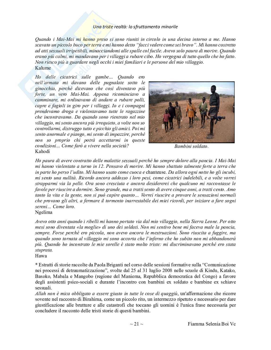 Sfruttamento minorile, una triste realtà Pag. 21