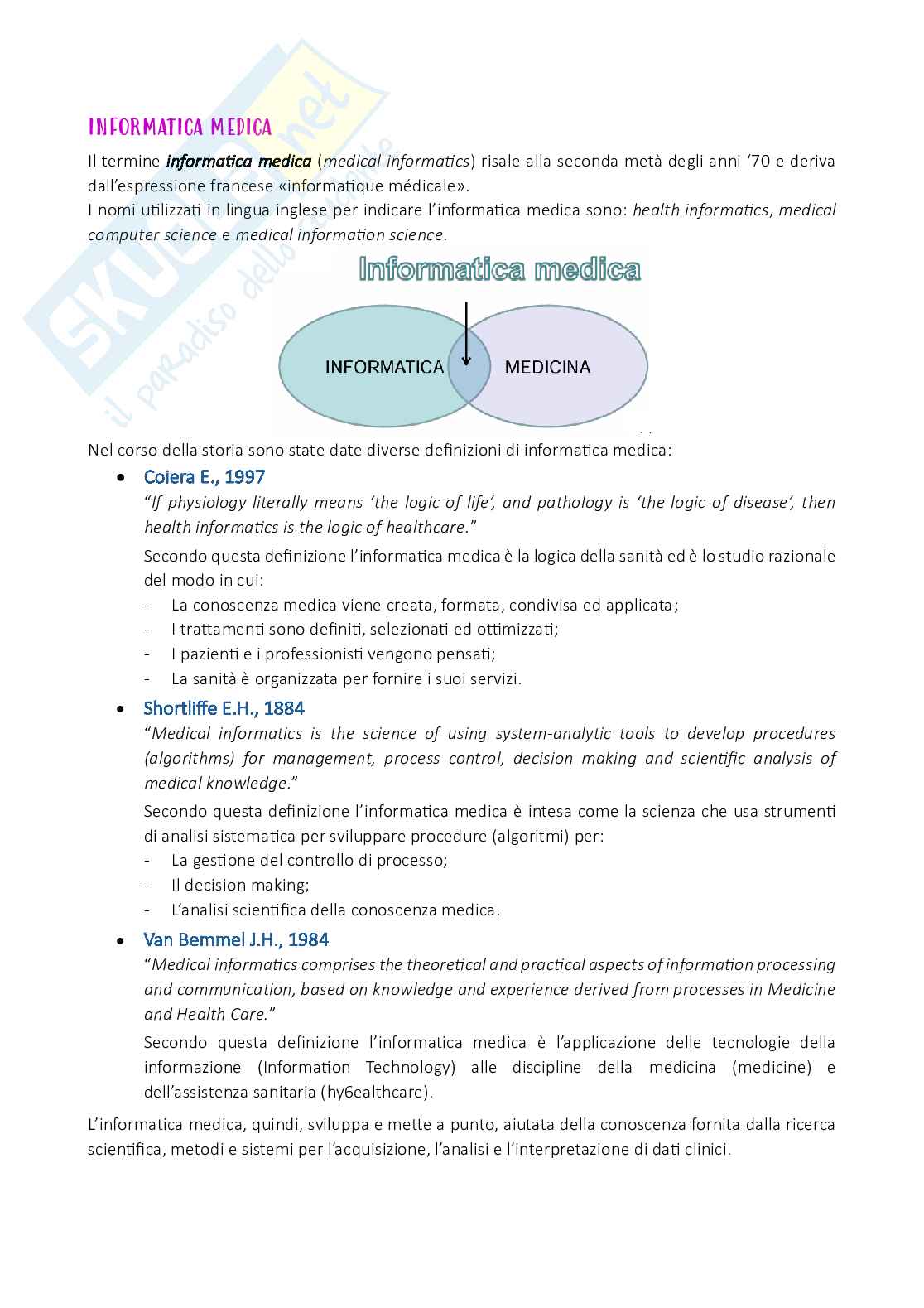 Appunti di Informatica medica Pag. 1