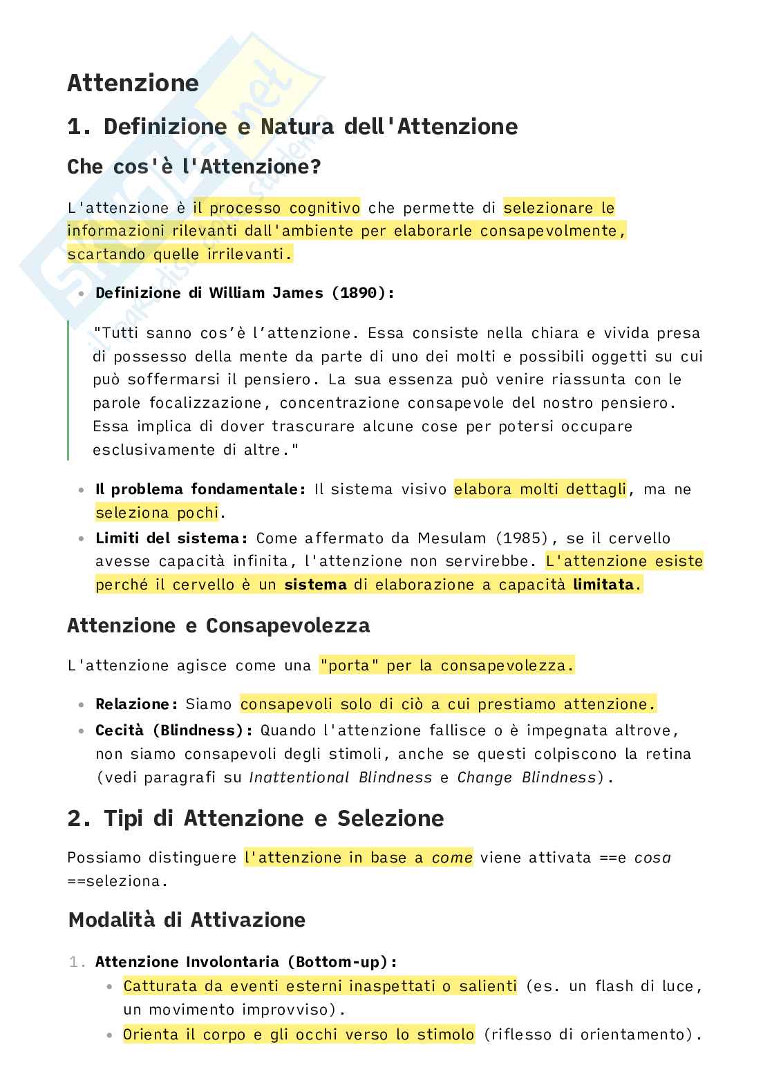 Psicologia della percezione - Attenzione Pag. 1