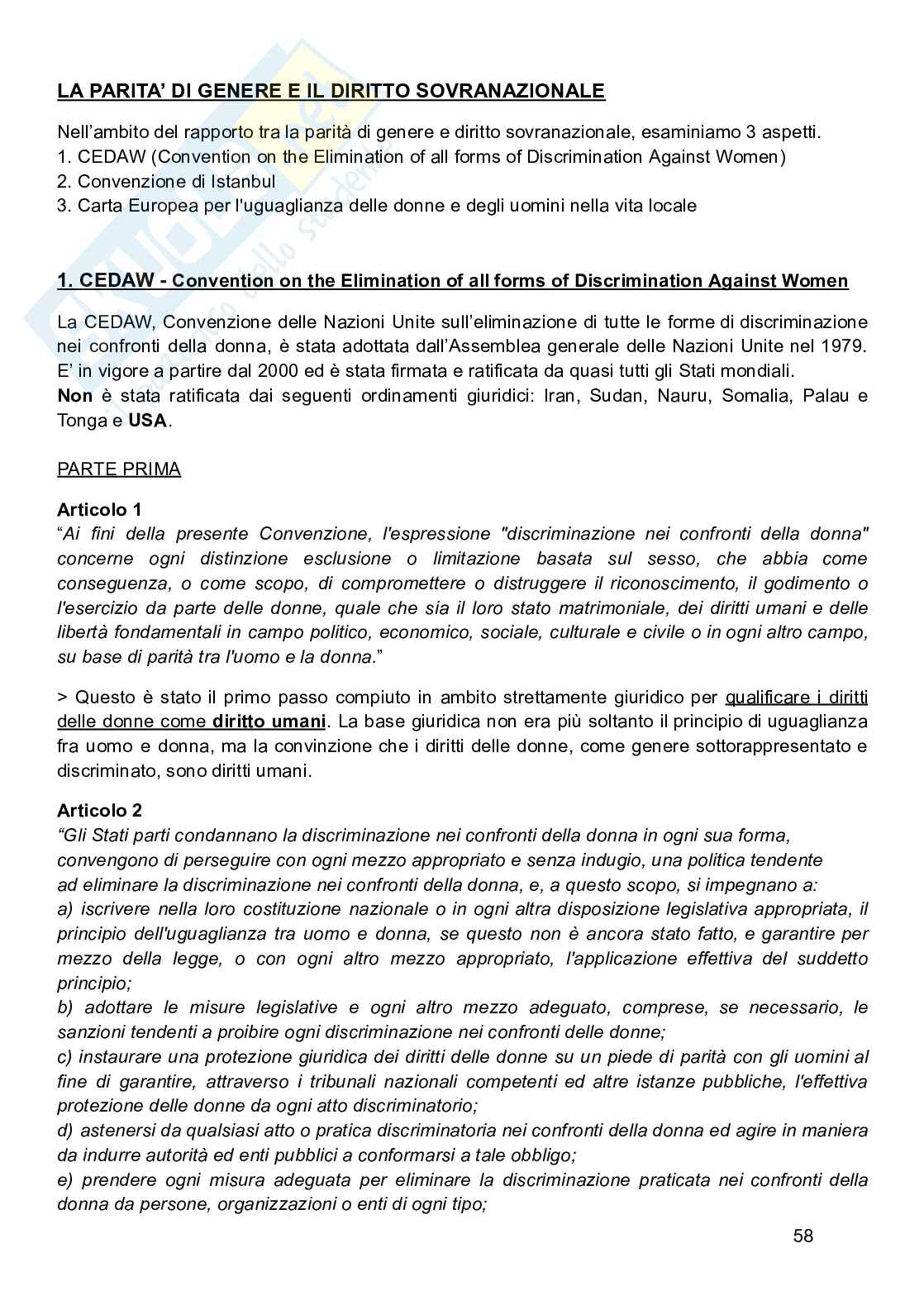 Appunti lezioni Diritto e genere  Pag. 1