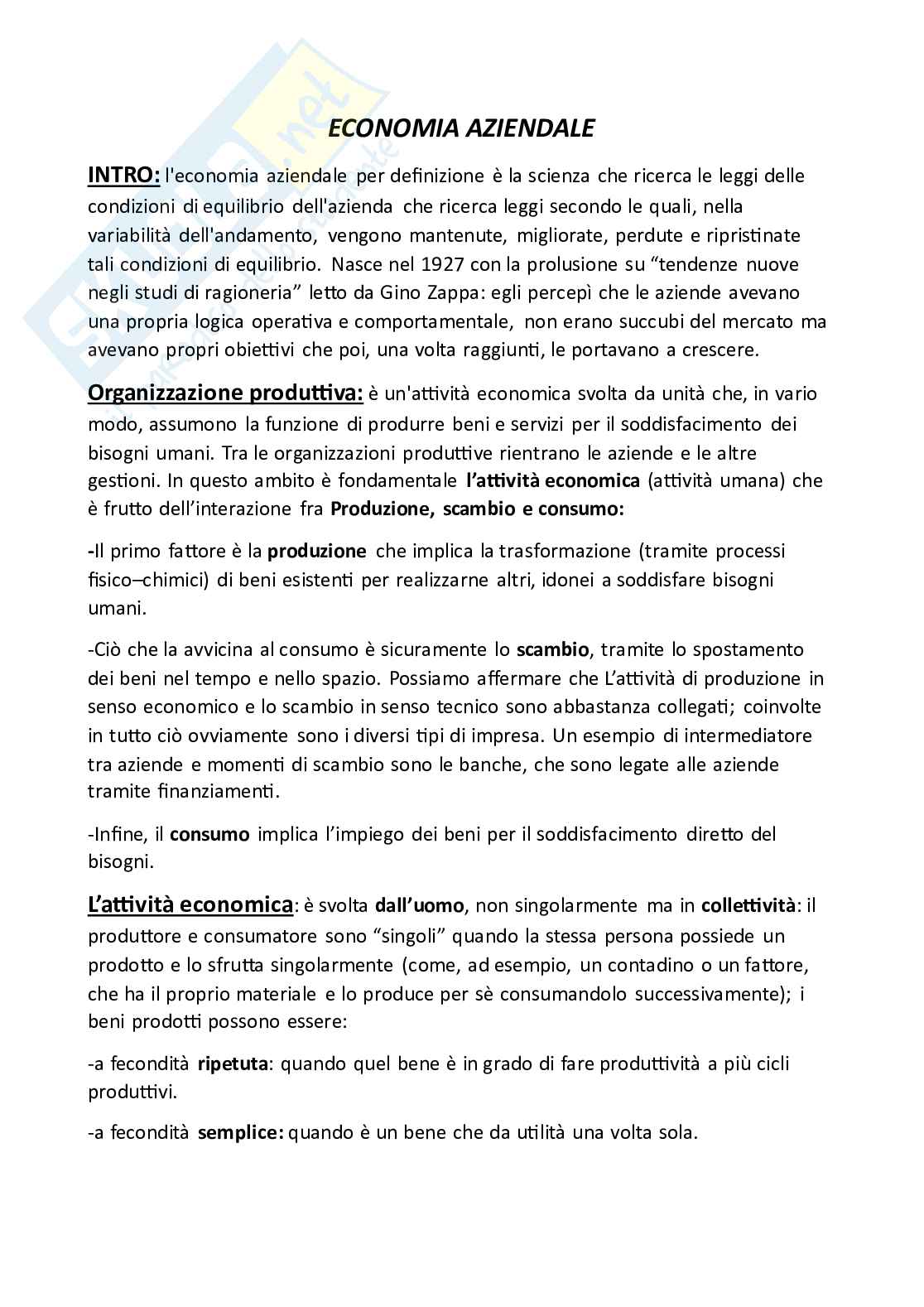 Economia aziendale Pag. 1