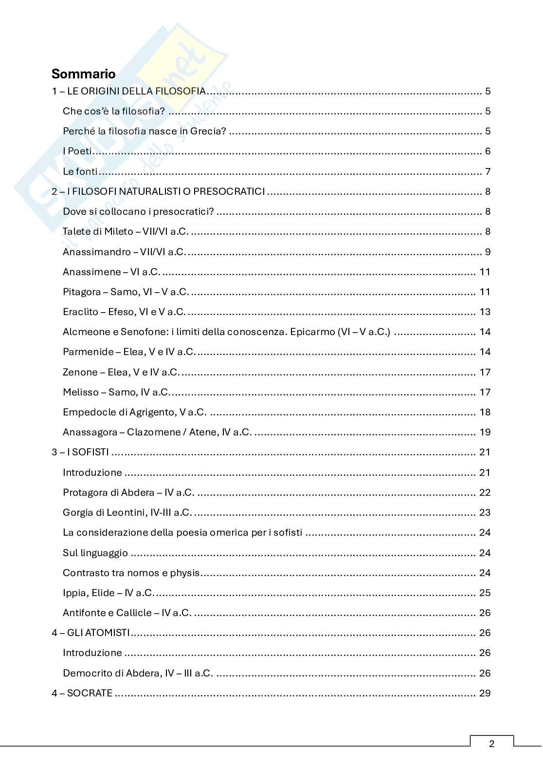Appunti storia della filosofia antica (b)   Pag. 2