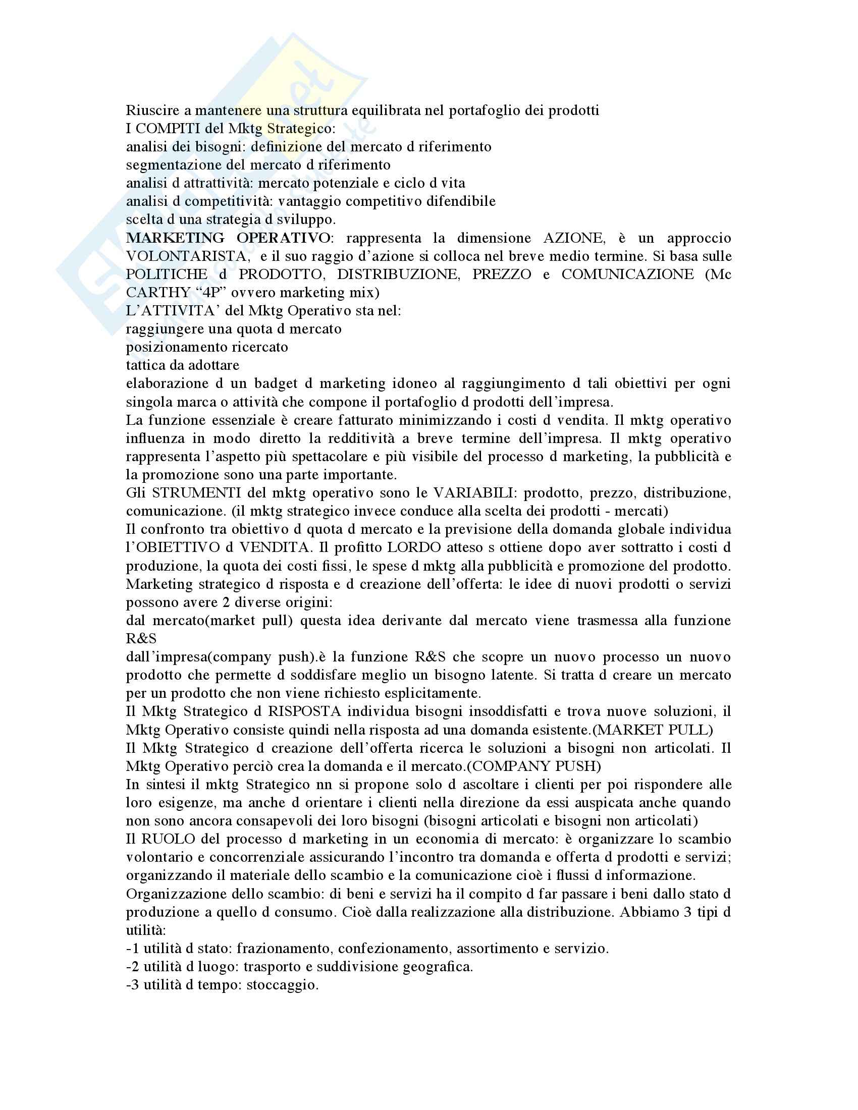 Riassunto esame Economia dei Sistemi d'Impresa, prof. Tedeschi, libro consigliato Marketing Strategico e Operativo, Lambin Pag. 2