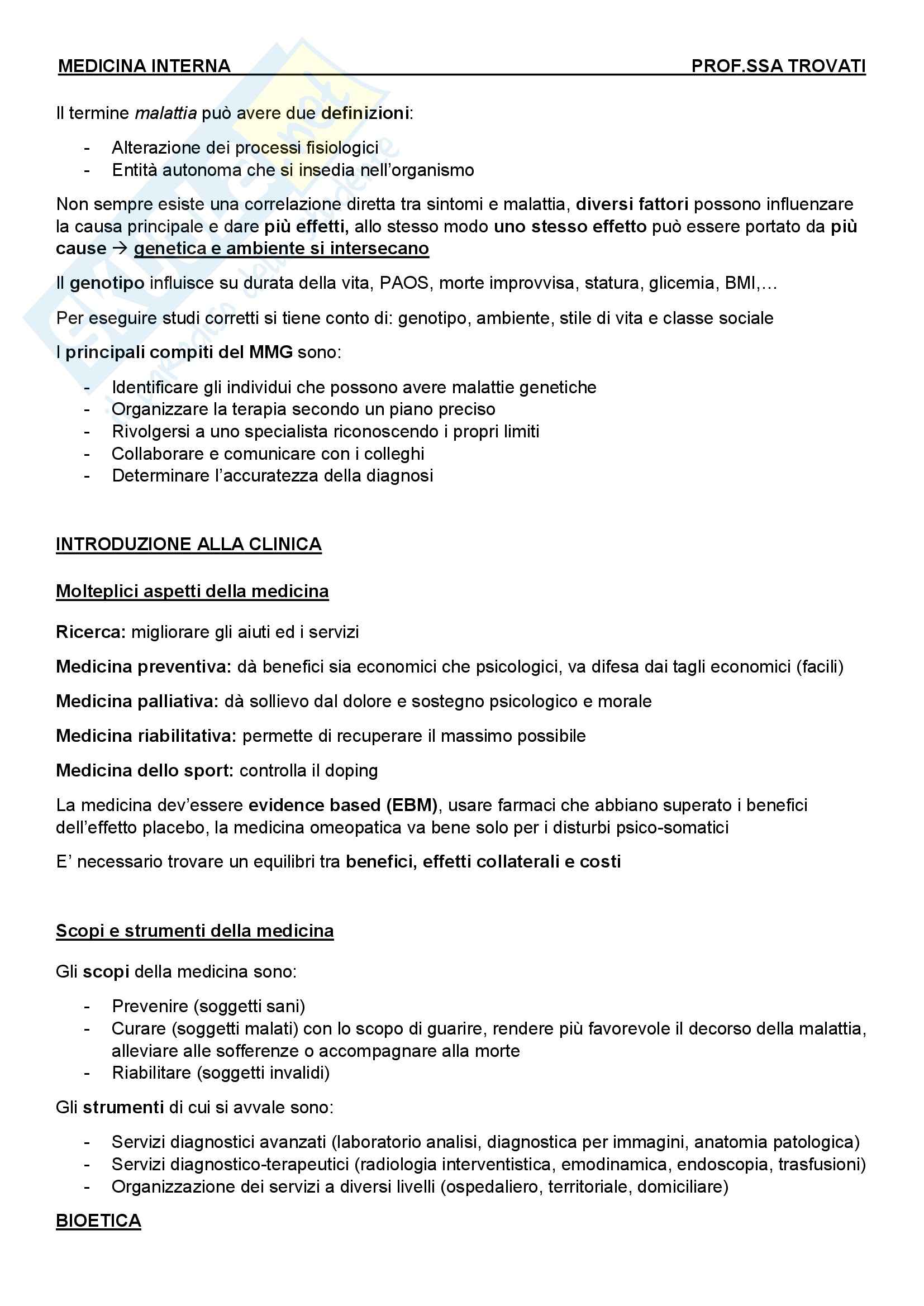 Introduzione alla medicina - Appunti Pag. 1