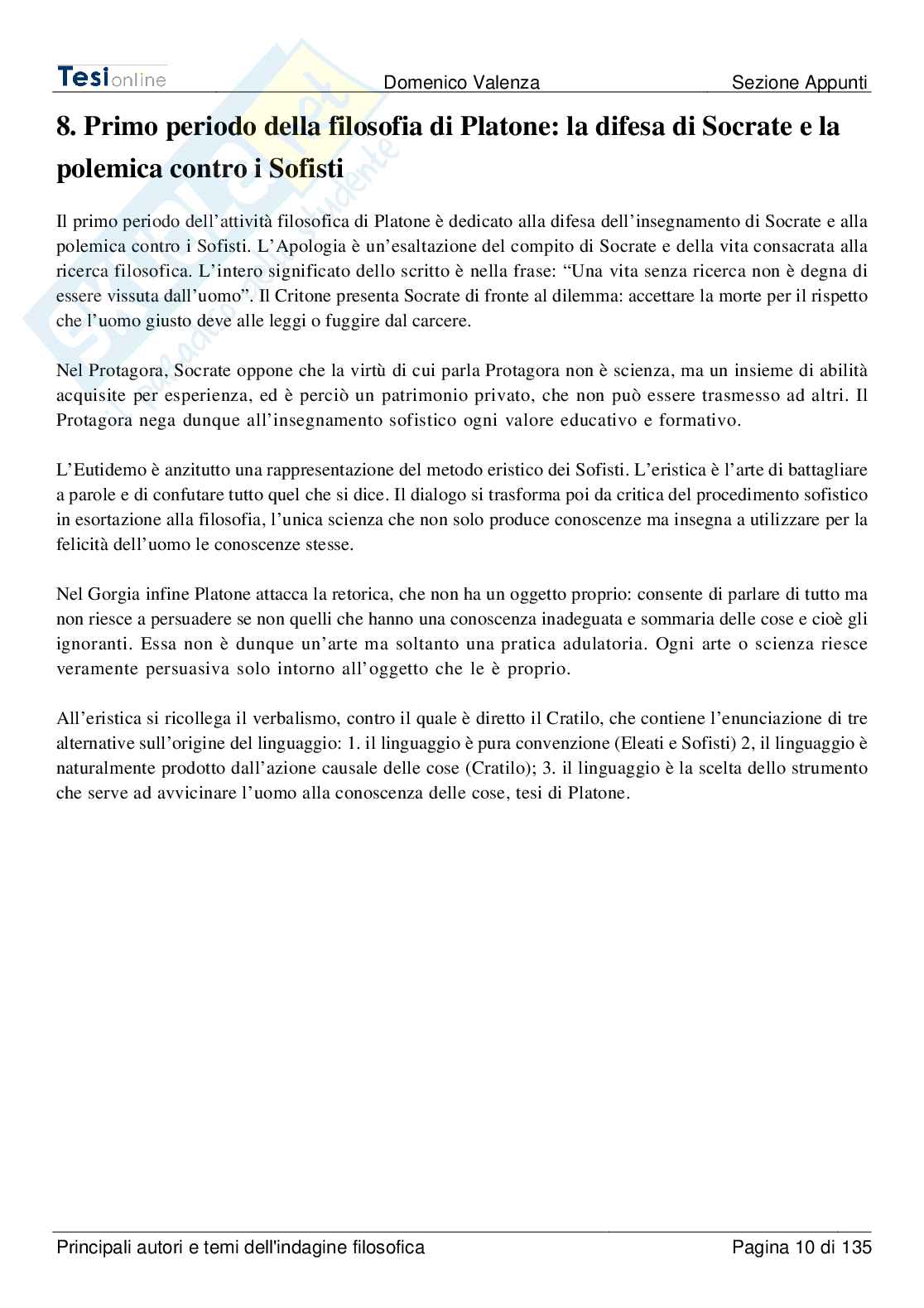 Riassunto esame Storia della filosofia, Prof. Milana Vincenzo, libro consigliato Protagonisti e testi della filosofia, Abbagnano, Fornero Pag. 11