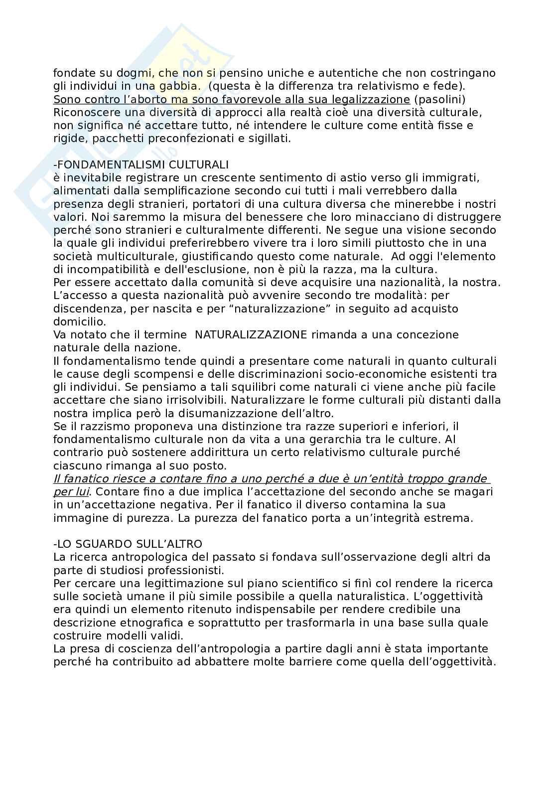 Riassunto esame pedagogia interculturale, prof. Fiorucci, libro consigliato Cultura, Aime Pag. 11