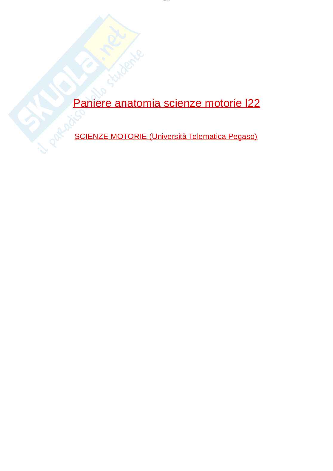 Paniere esame Anatomia umana Pag. 1