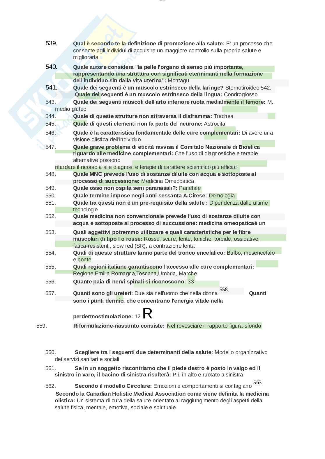 Paniere esame Anatomia umana Pag. 21