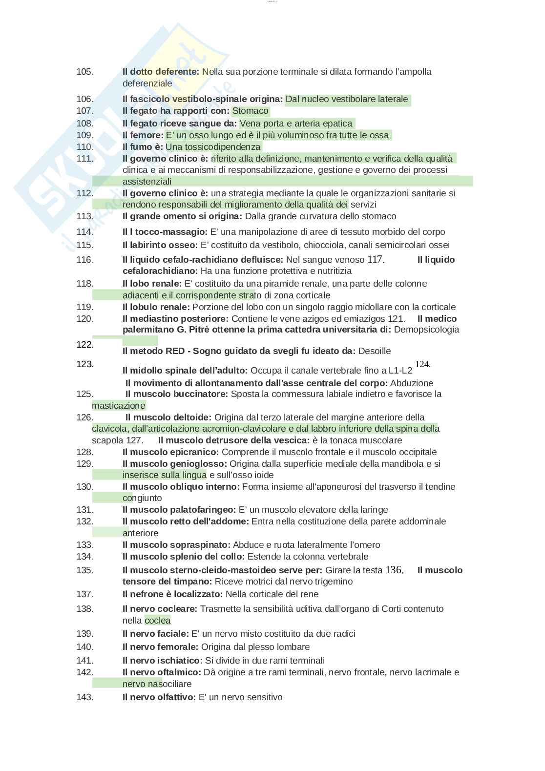 Paniere esame Anatomia umana Pag. 6