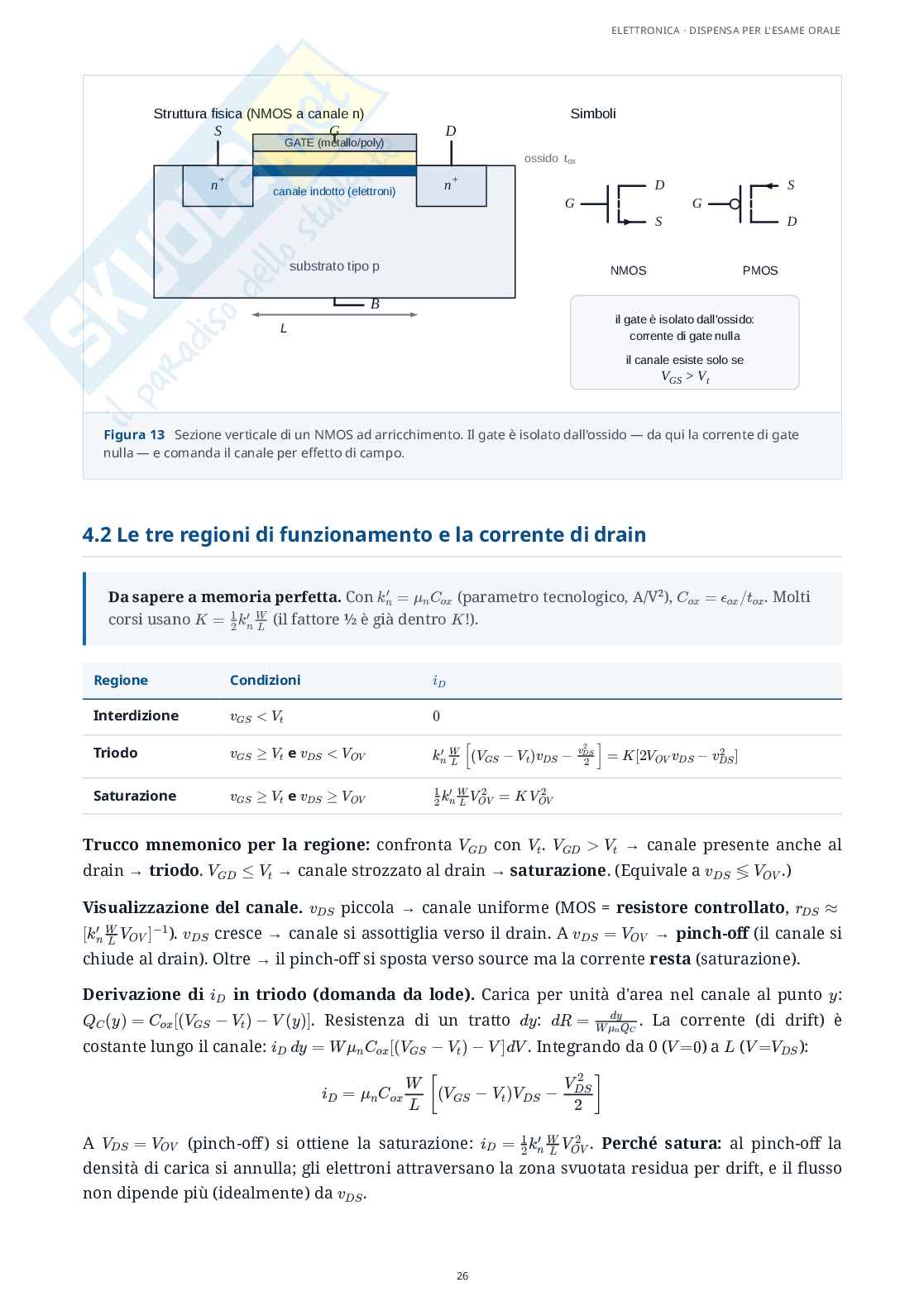Elettronica - Appunti completi per l'esame: amplificatori operazionali, controreazione, diodi, MOSFET e logica CMOS Pag. 26
