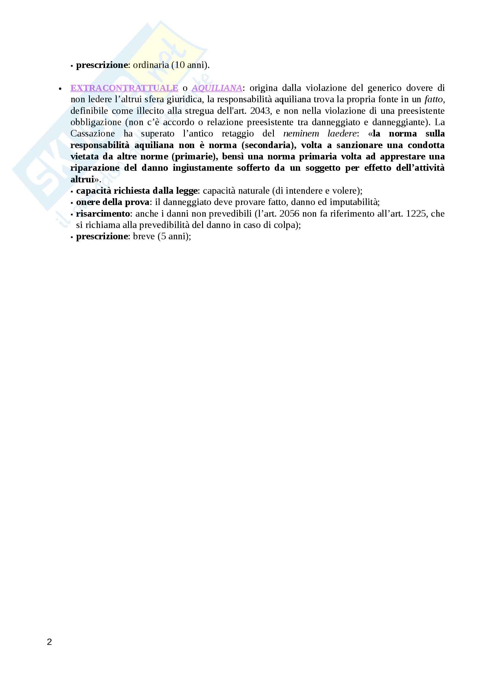 Riassunto esame diritto civile, prof. Balestra, libro consigliato I fatti illeciti, Galgano Pag. 2
