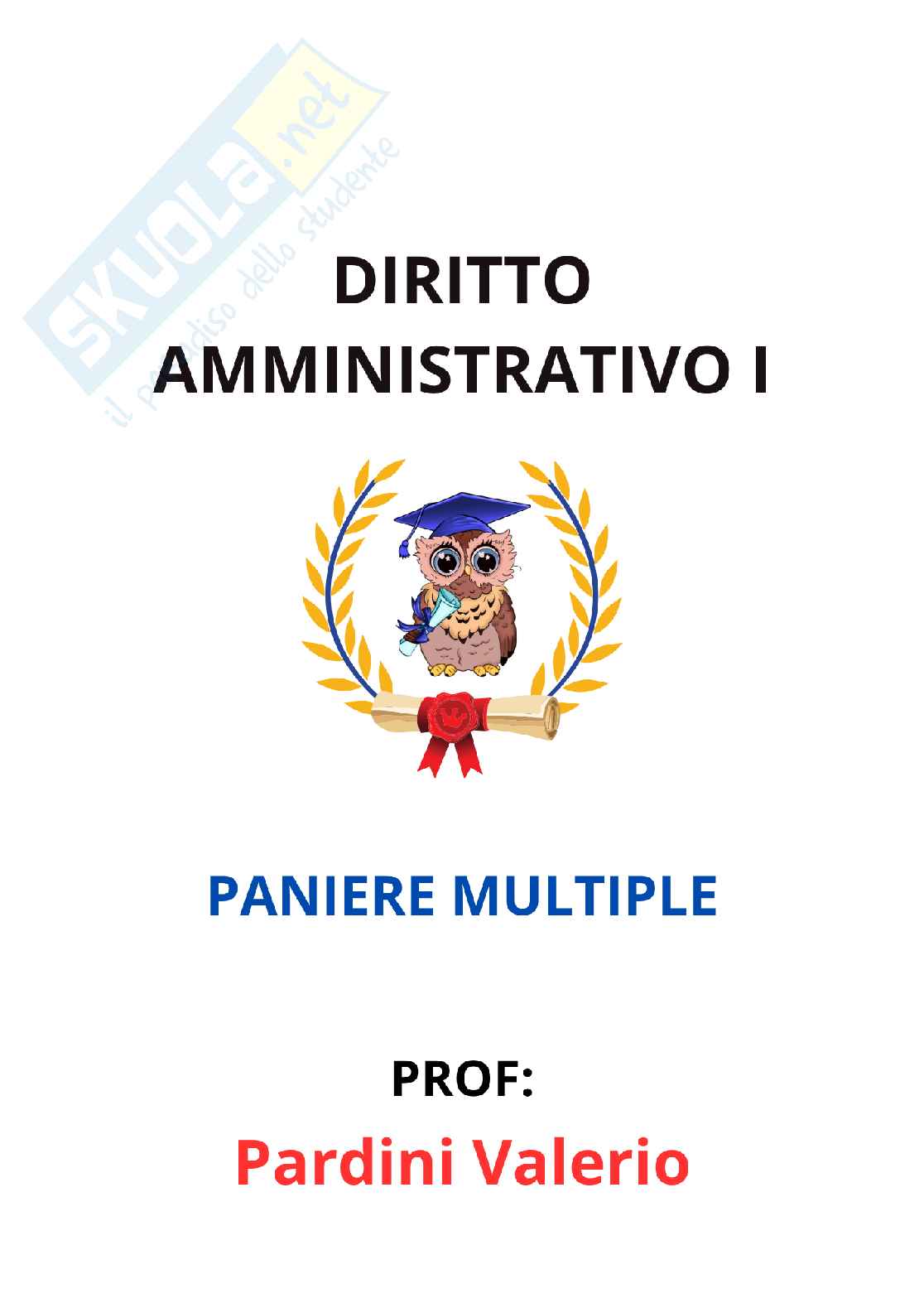 Paniere Diritto amministrativo I (2026) - Risposte multiple corrette Pag. 1