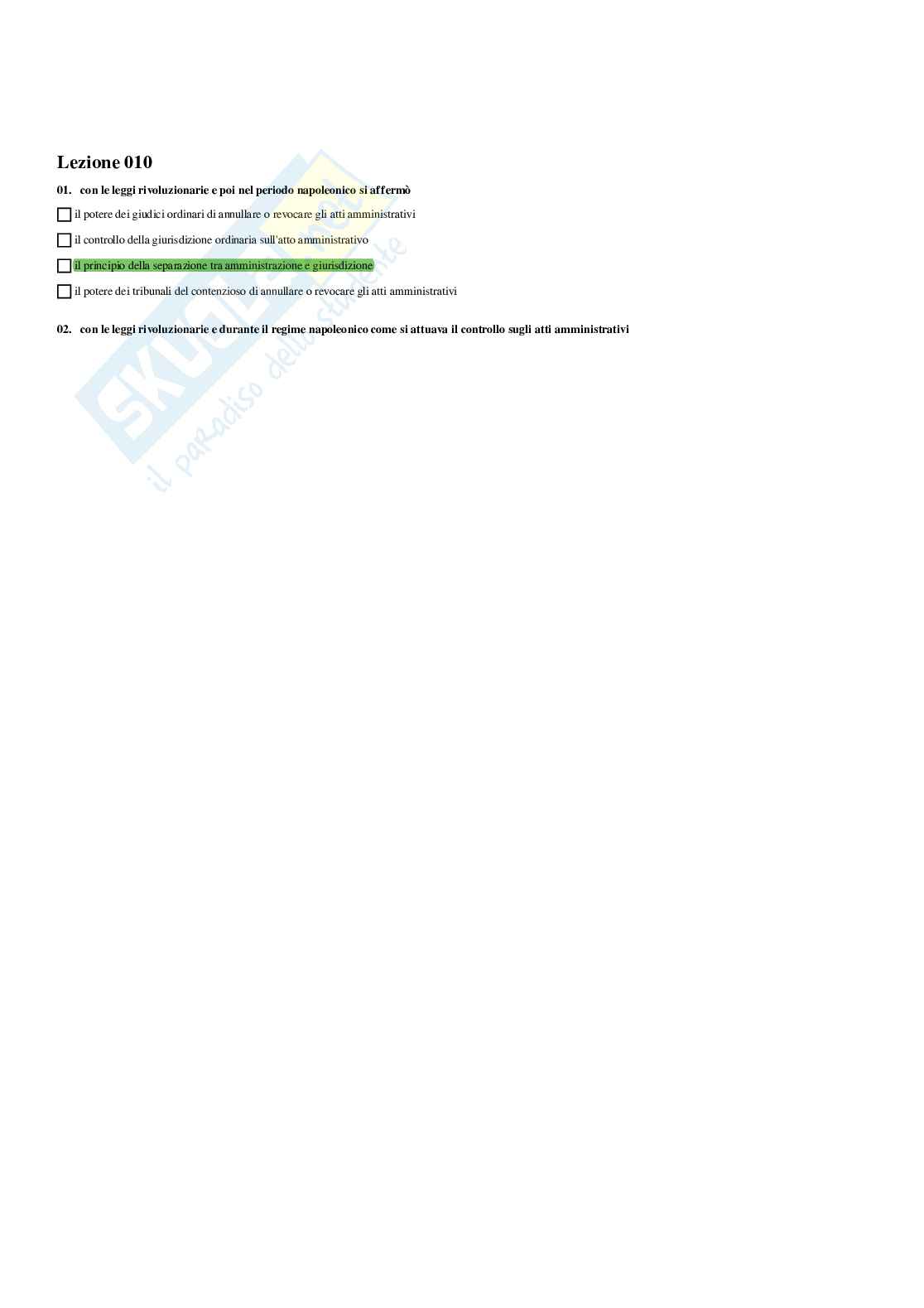 Paniere Diritto amministrativo I (2026) - Risposte multiple corrette Pag. 11