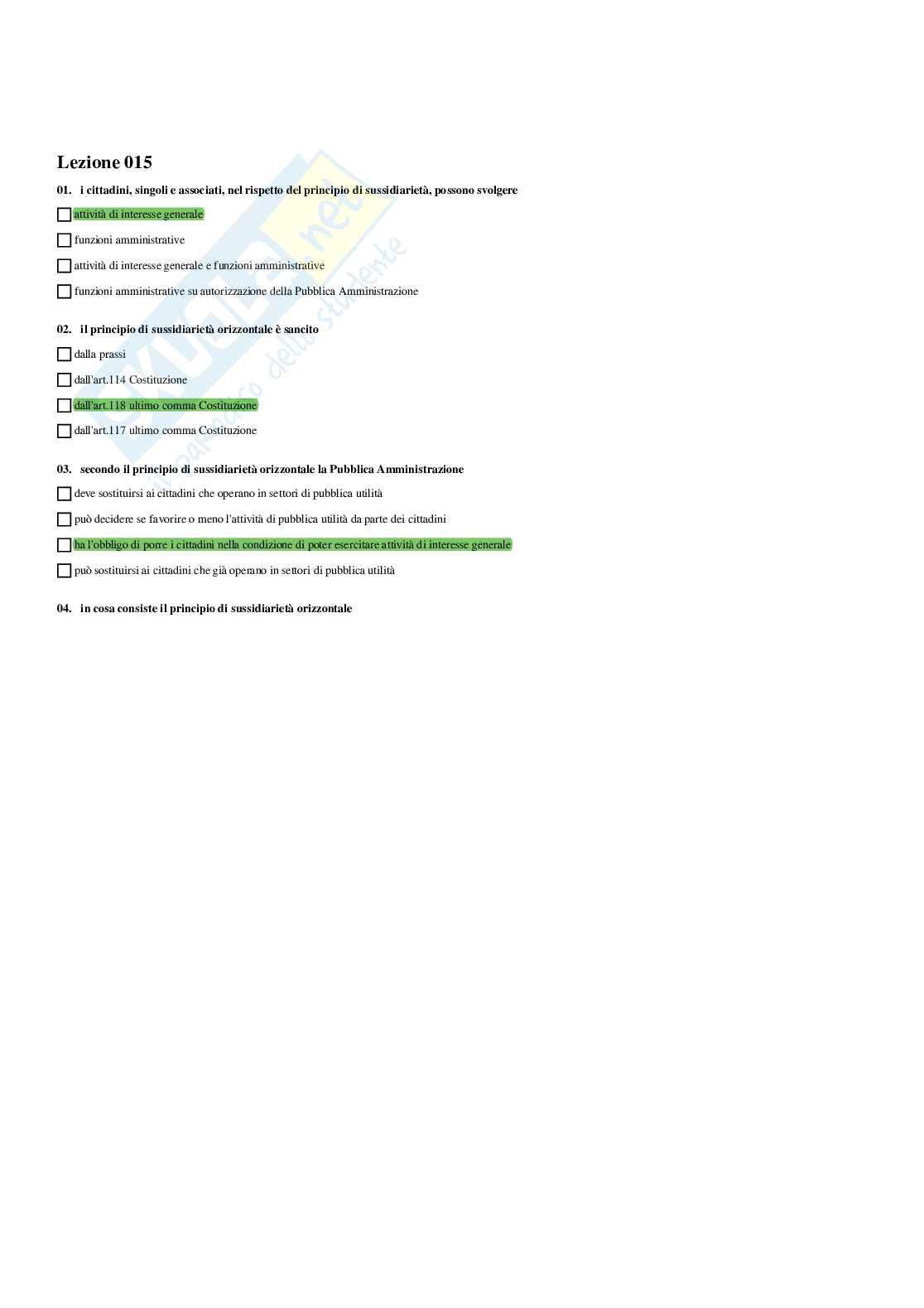Paniere Diritto amministrativo I (2026) - Risposte multiple corrette Pag. 16