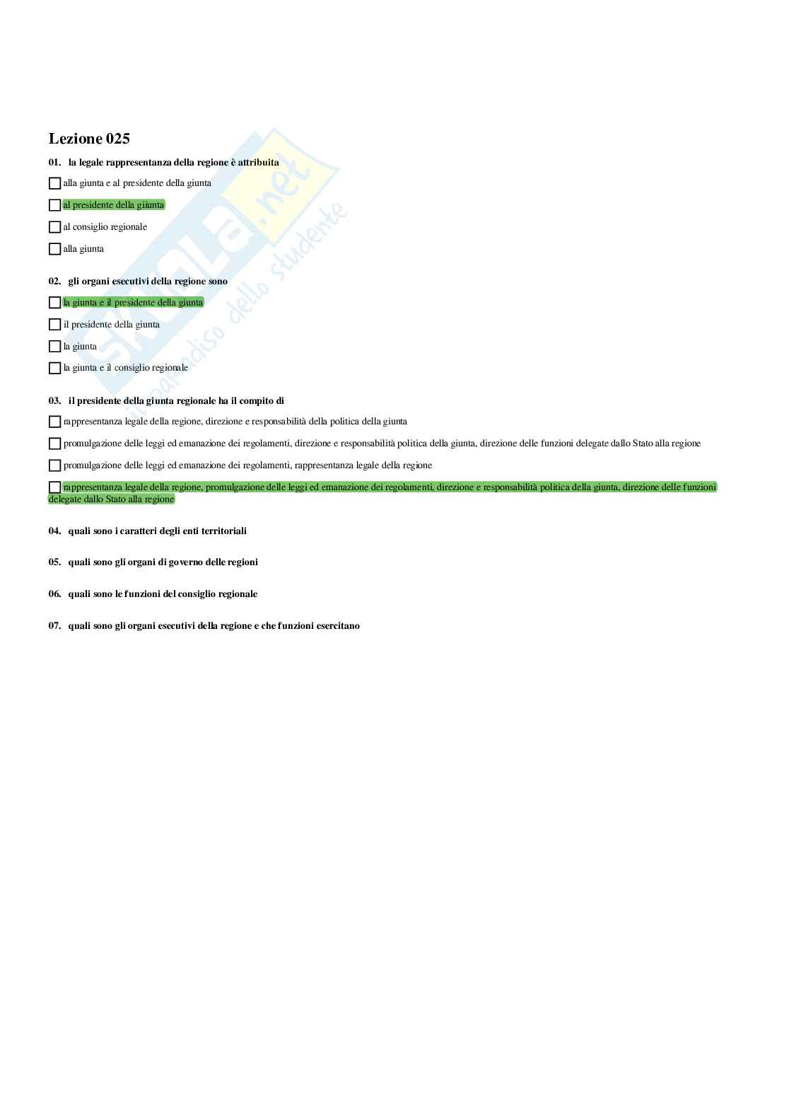 Paniere Diritto amministrativo I (2026) - Risposte multiple corrette Pag. 26