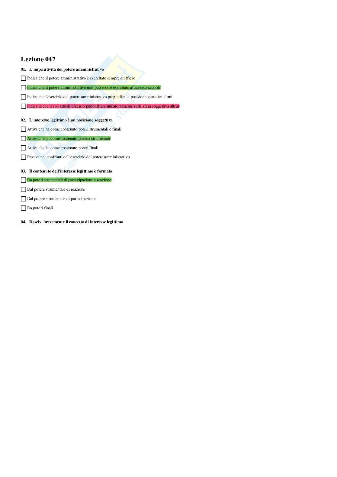 Paniere Diritto amministrativo I (2026) - Risposte multiple corrette Pag. 46
