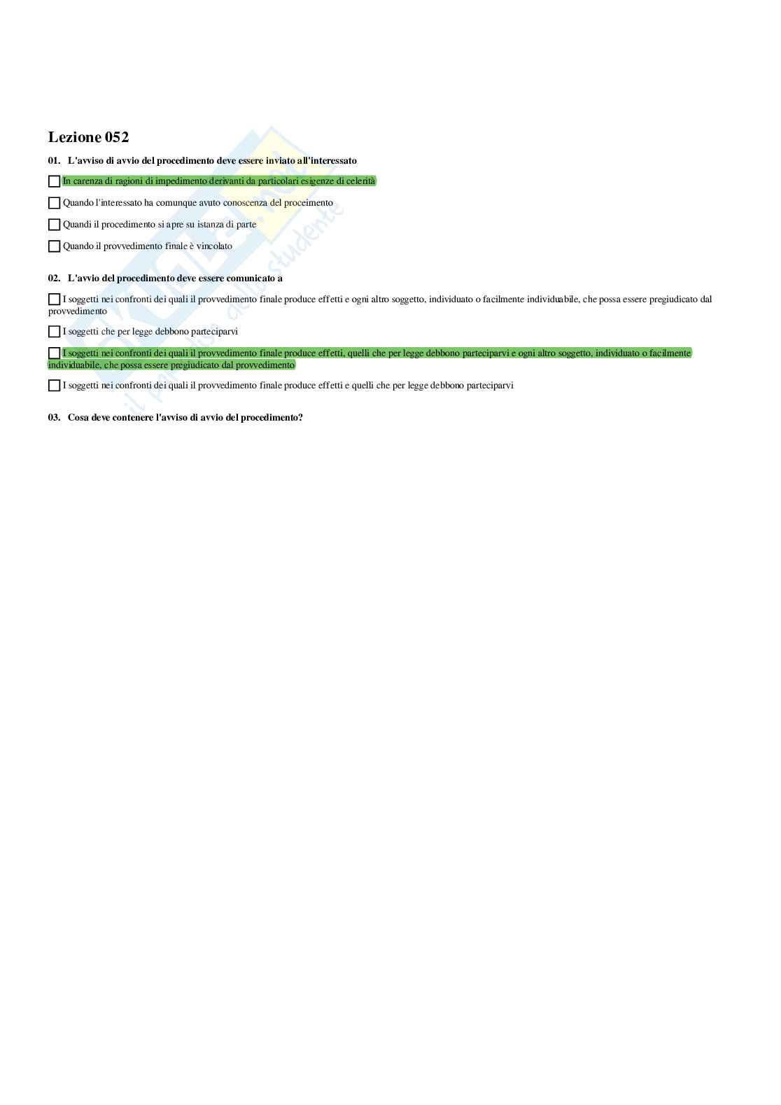 Paniere Diritto amministrativo I (2026) - Risposte multiple corrette Pag. 51