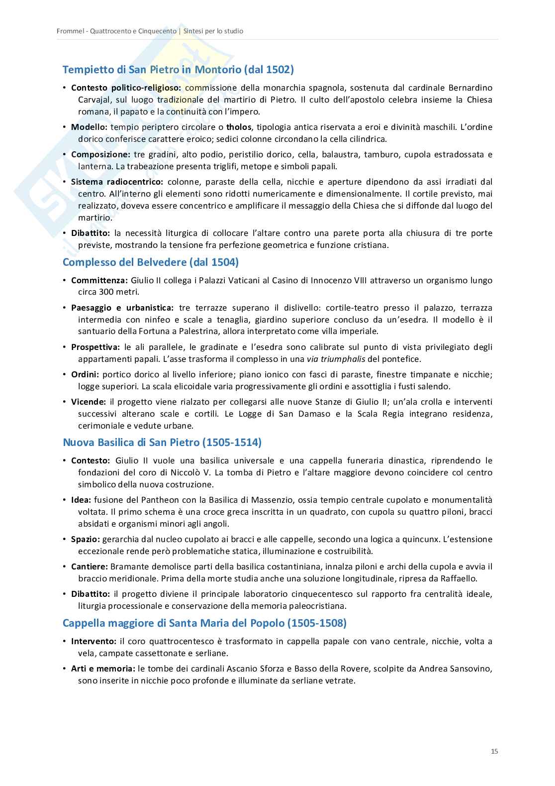 Riassunto esame Architettura e urbanistica, Prof. Ciapparelli Pier Luigi, libro consigliato Architettura del Rinascimento italiano, Frommel Pag. 16
