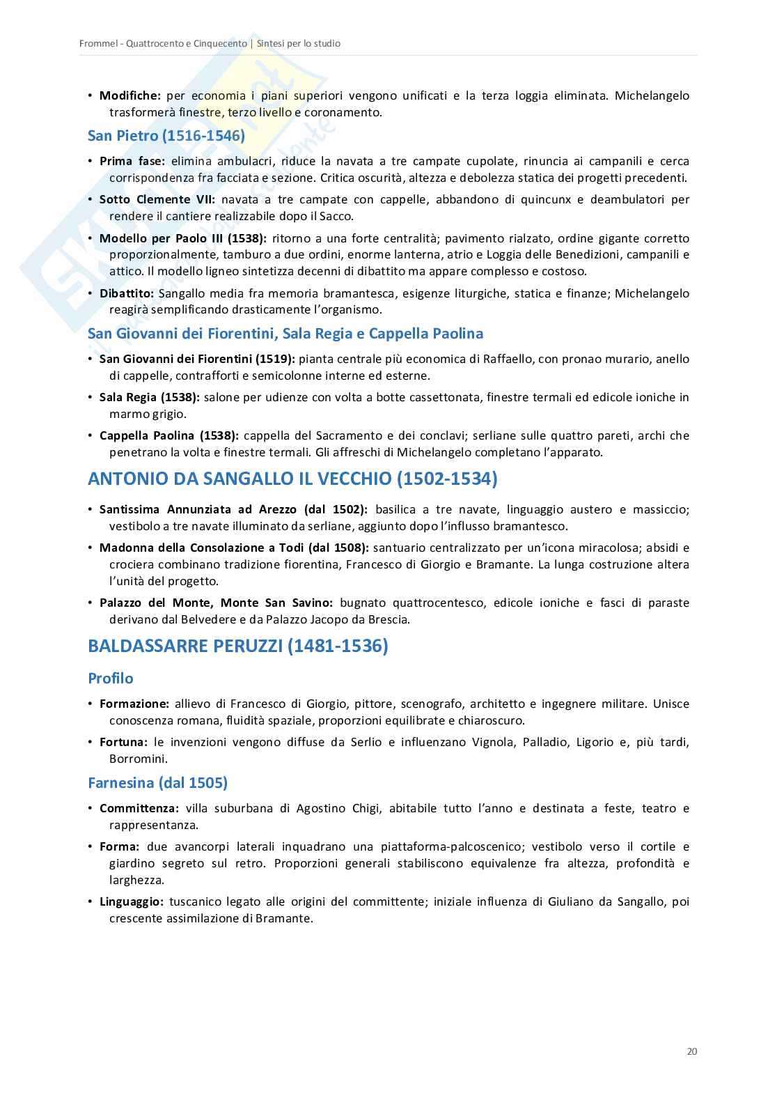 Riassunto esame Architettura e urbanistica, Prof. Ciapparelli Pier Luigi, libro consigliato Architettura del Rinascimento italiano, Frommel Pag. 21