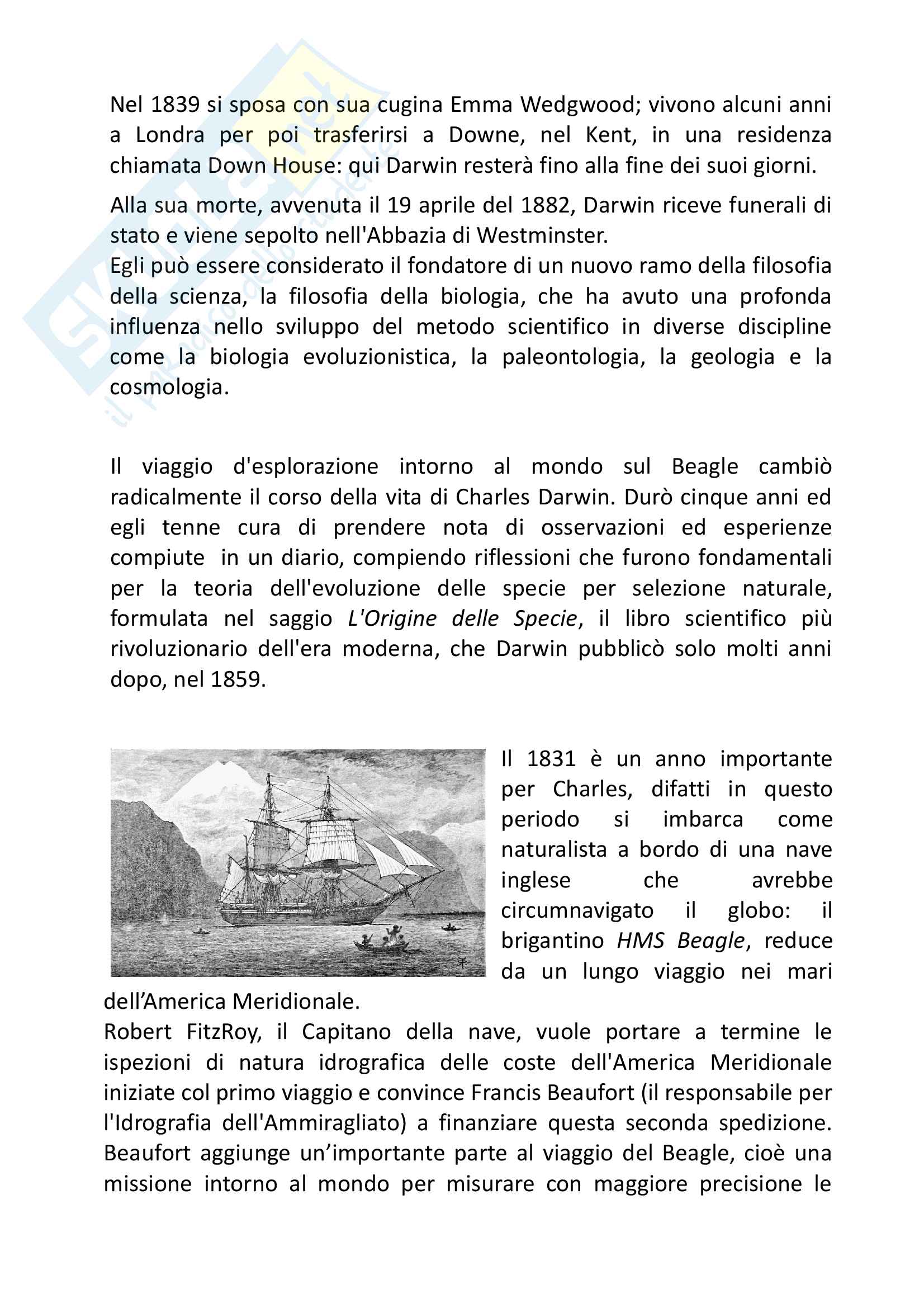 Tesina esame a scelta Storia della Scienza, Prof. Di Gregorio, Darwin e il Viaggio sul Beagle Pag. 2