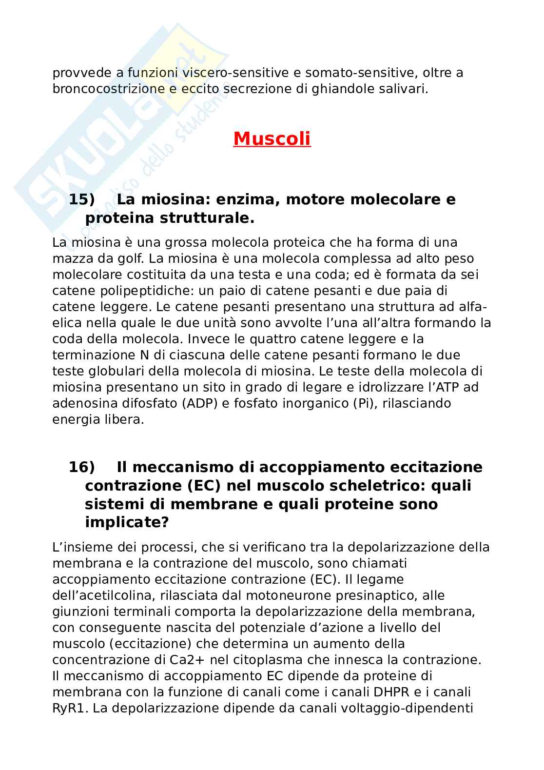 Domande aperte del Paniere di Fisiologia Pag. 6