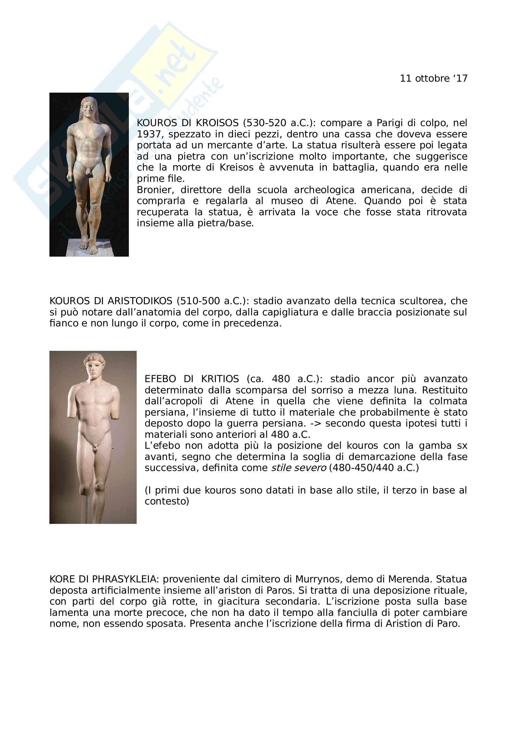 Appunti lezioni archeologia greca, Rebaudo Ludovico Pag. 6