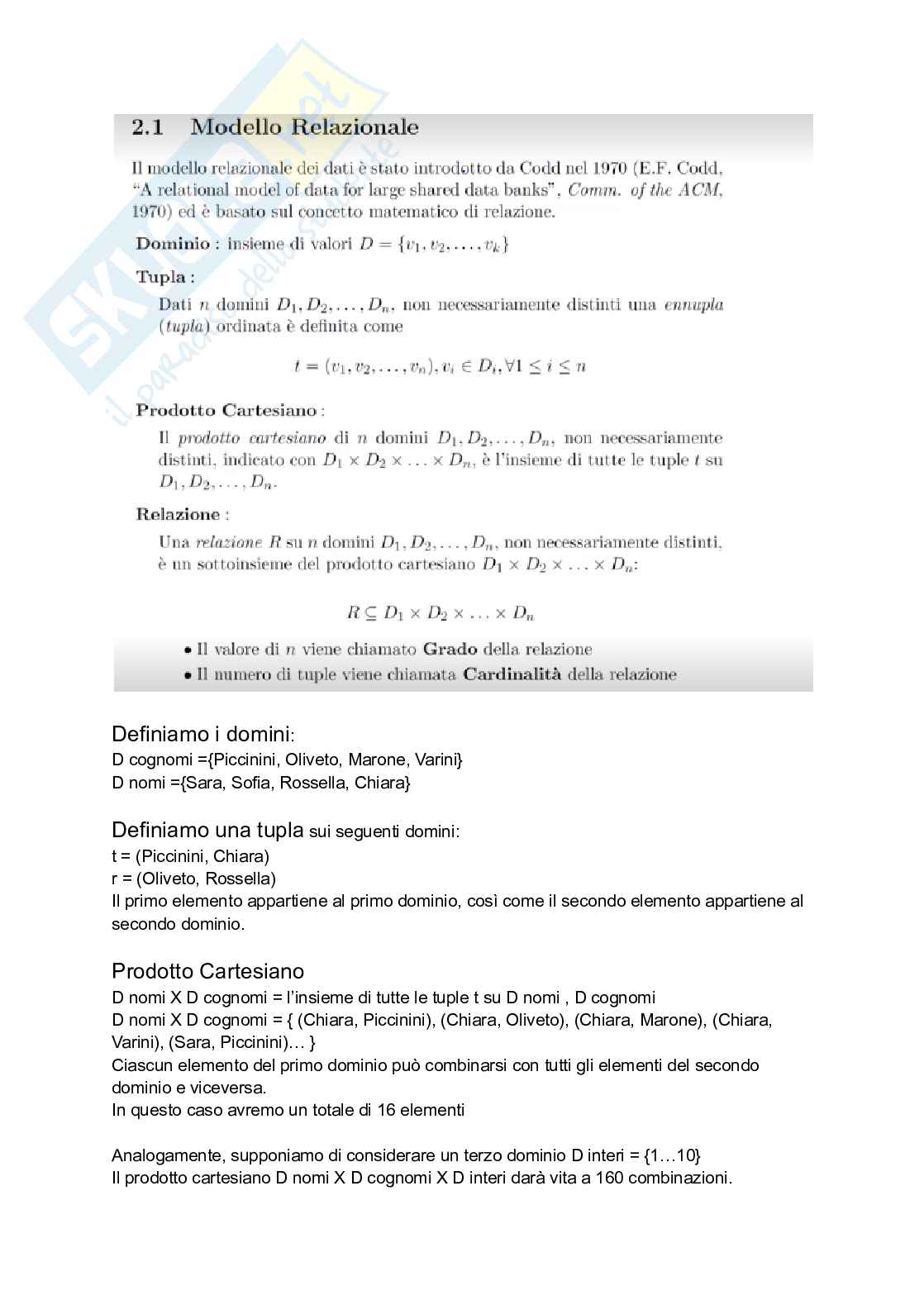 Appunti seconda lezione Sistemi informativi e basi dati Pag. 1