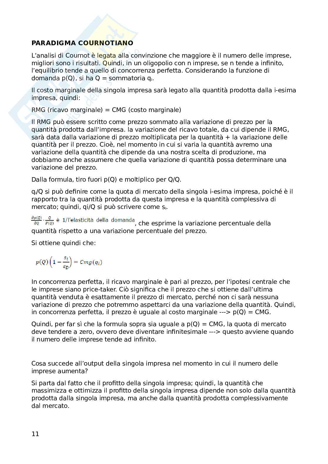 Economia industriale Pag. 11