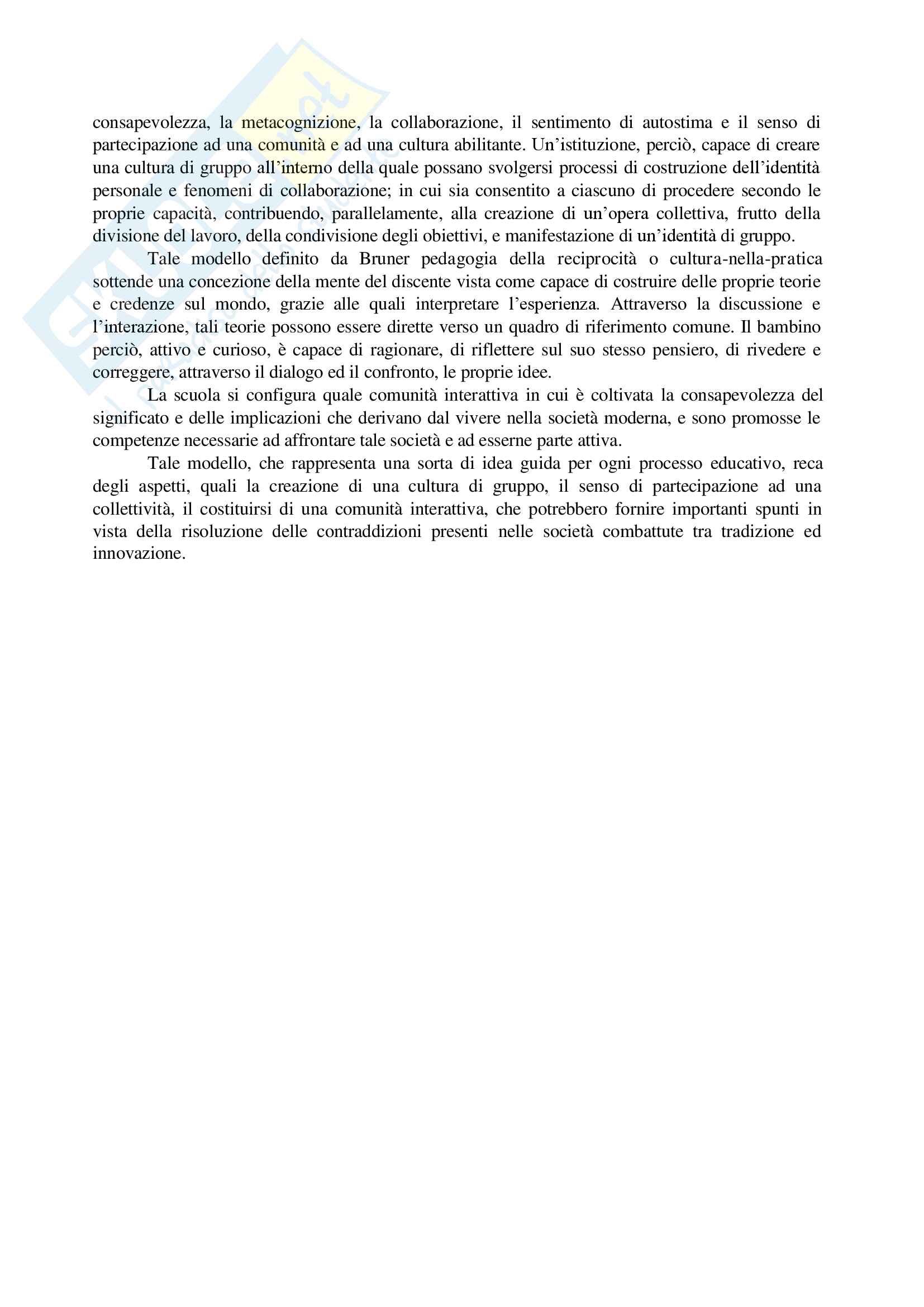 Riassunto esame psicologia dell'educazione,prof.ssa Cecotti, libro consigliato La ricerca del significato, Bruner Pag. 6