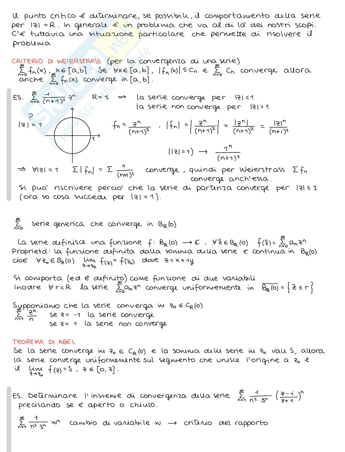 Metodi Matematici - Esponenziali e Serie Complesse Pag. 6