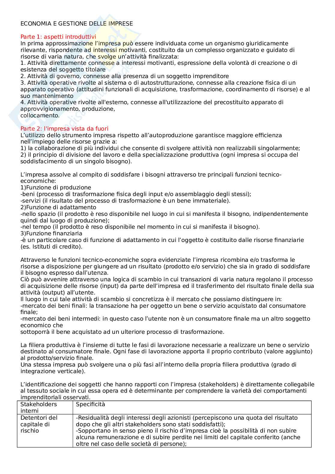 Economia e gestione delle imprese  Pag. 1