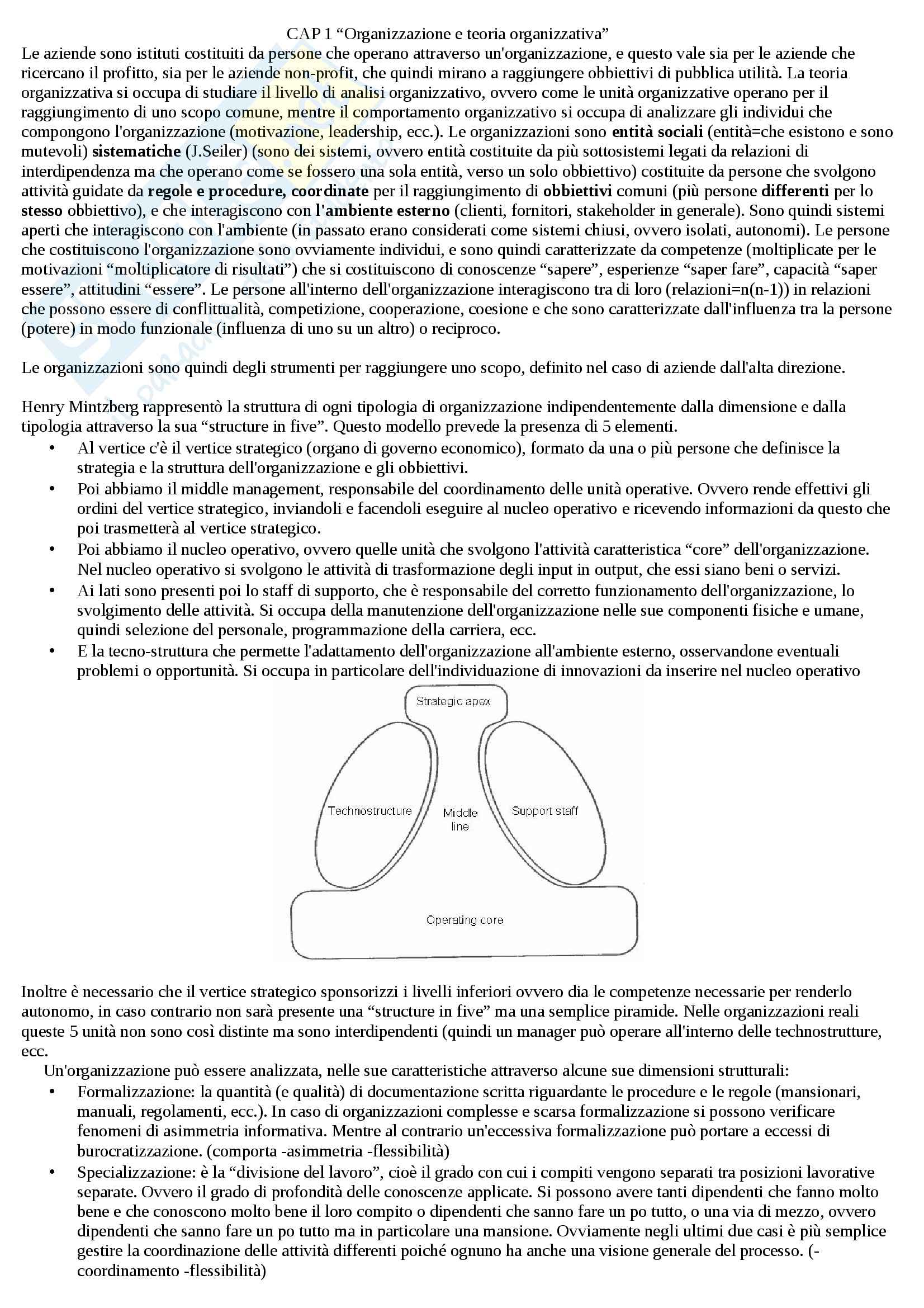 Organizzazione aziendale - Appunti Pag. 1