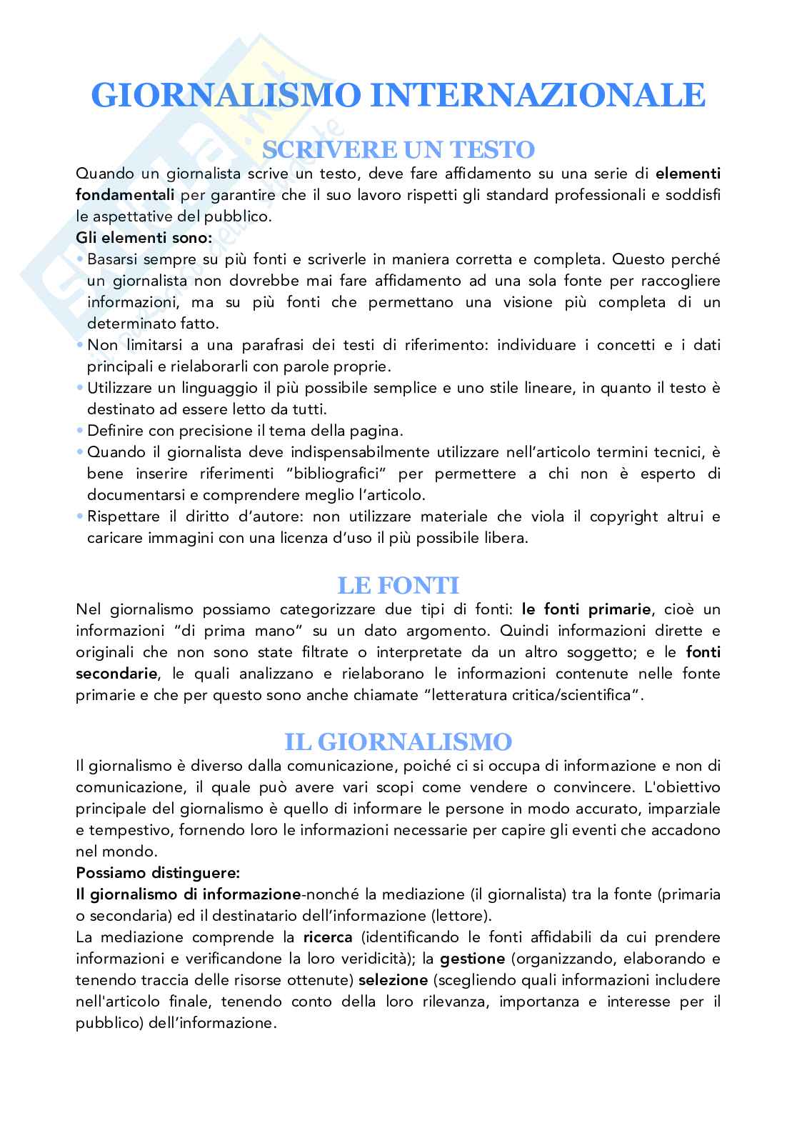 Giornalismo internazionale Pag. 1