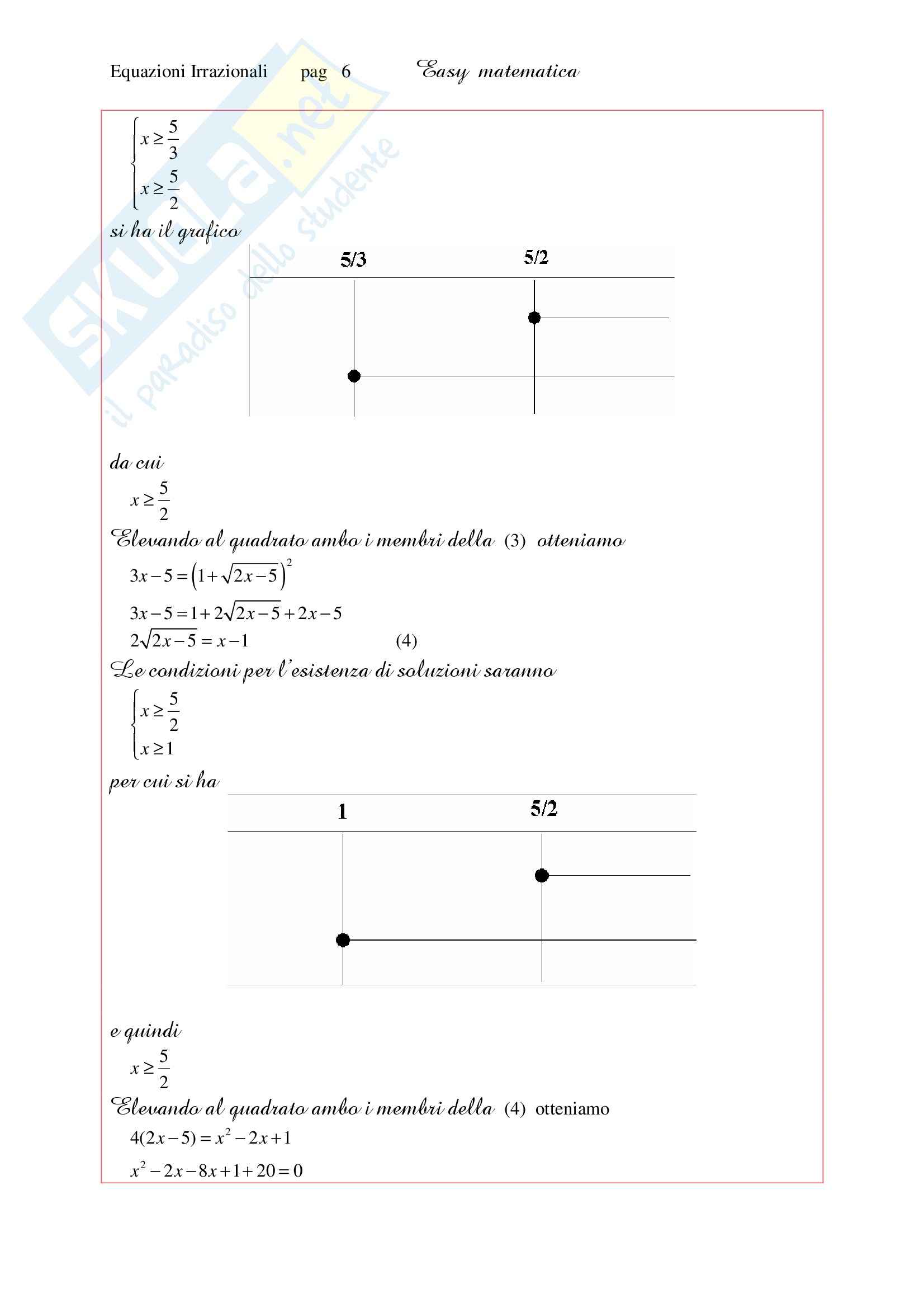 Matematica per le applicazioni I - equazioni irrazionali Pag. 6