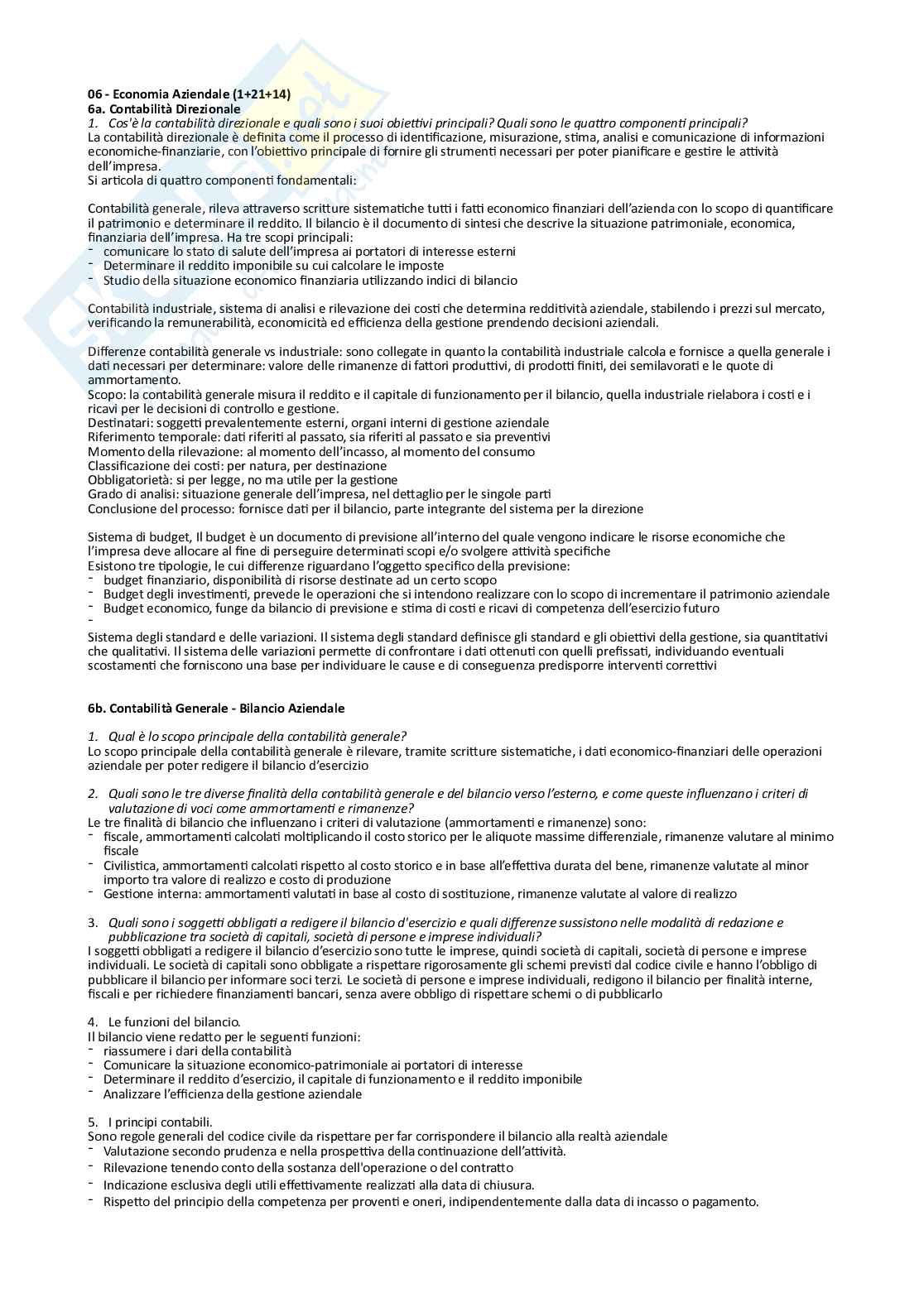 Domande e Risposte di Economia Pag. 6
