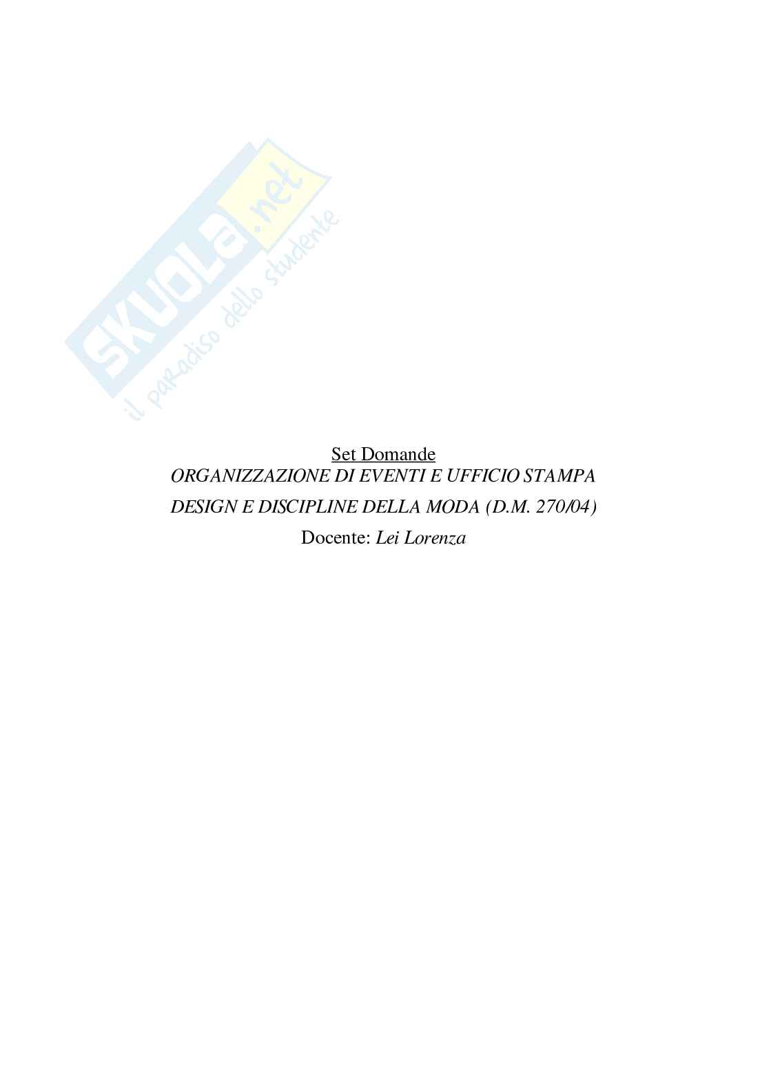 Paniere Organizzazione di eventi e ufficio stampa - Risposte multiple - aggiornato (2026) Pag. 2