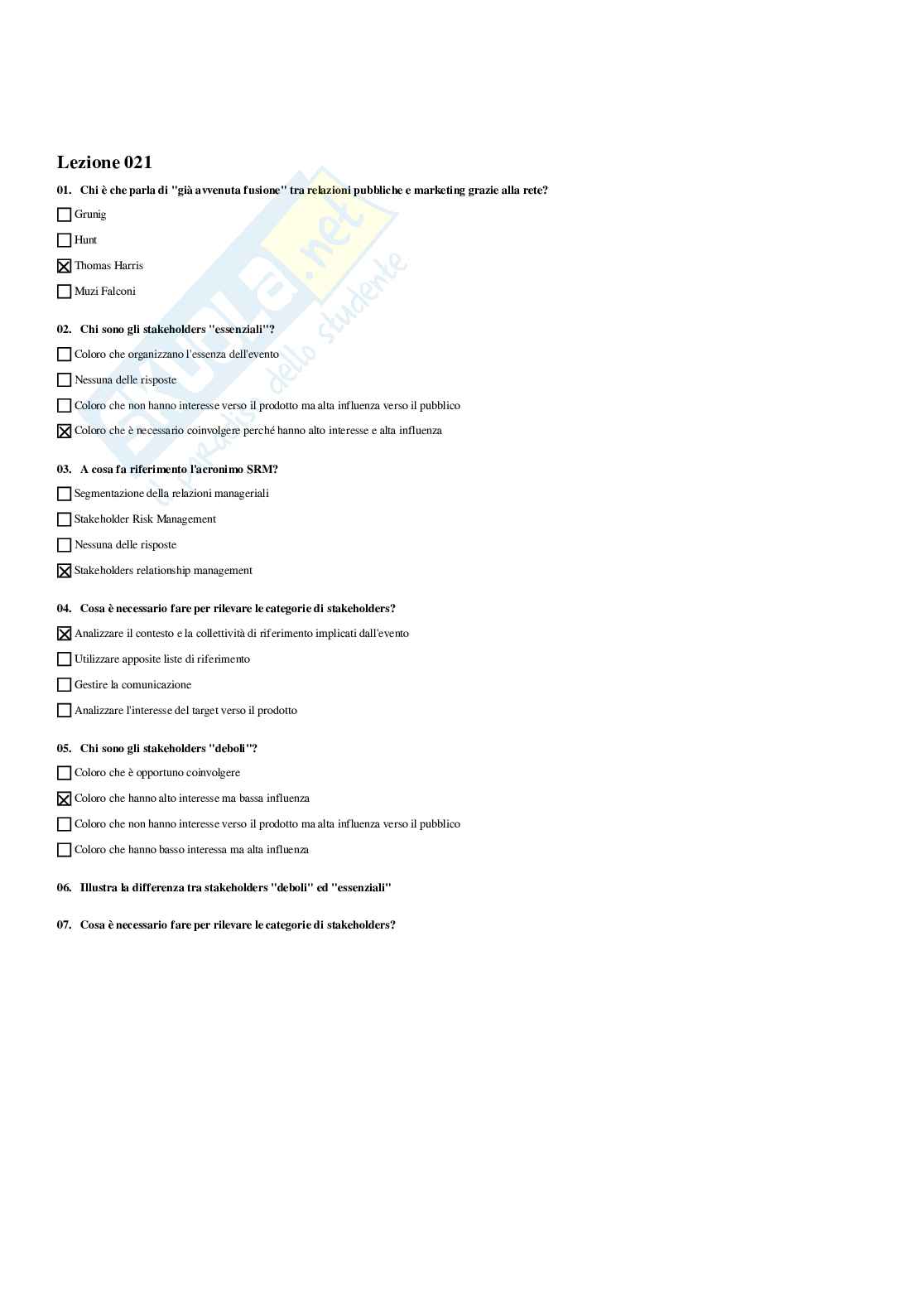 Paniere Organizzazione di eventi e ufficio stampa - Risposte multiple - aggiornato (2026) Pag. 26